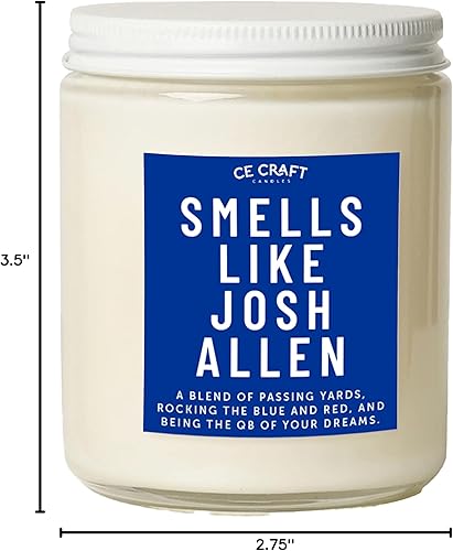 Miniatura 3 de CE Craft Smells Like Josh Allen Candle - Vela temática de fútbol, regalo para fanático de Allen, regalo para ella, vela de oración de celebridades,