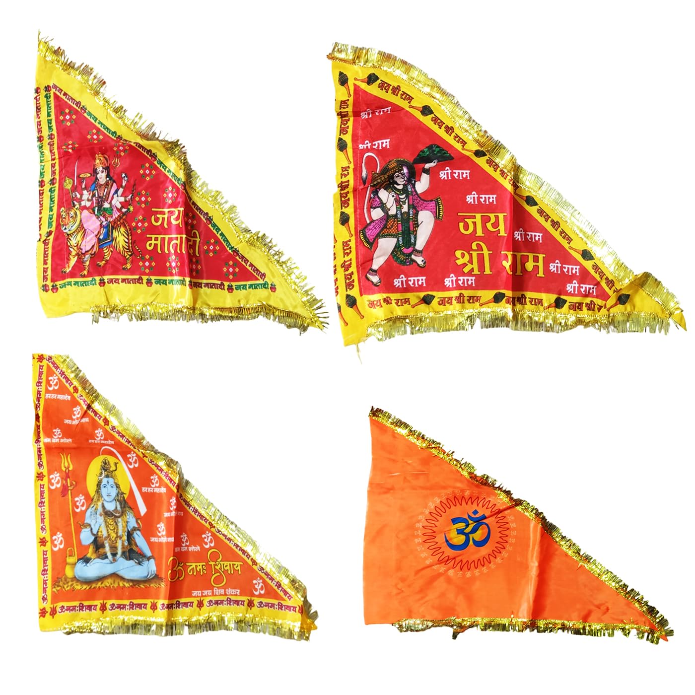 Lookat Jai MATA Di Flag Shivji ka Jhanda, Bholenath flag, Mahadevji ka jhanda Outdoor/indoor OM Print FlagHanuman Ji Jhanda, Bajrangbali Flag Jai Shree Ram (20 X 24 X 36) Inch pack of 4-image-28
