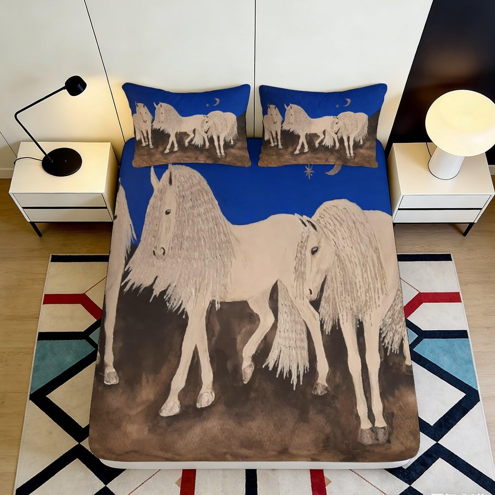 3D Printed Mountain Landscape Fitted Sheet Microfiber Non-Slip Deep Pocket River Scene Mattress Fitted Cover Wrap Washable 90x200x25cm