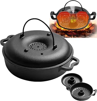 Nambu Iron Pot, Double Handed Pot, Gas Stove, Compatible with IH Fire, Large Frying, Lid Included, Heat Conduction, Fast to Rust, Cast Iron Pot, IH200V/Gas Stove, One-Piece Mold, Multi-functional Pot,