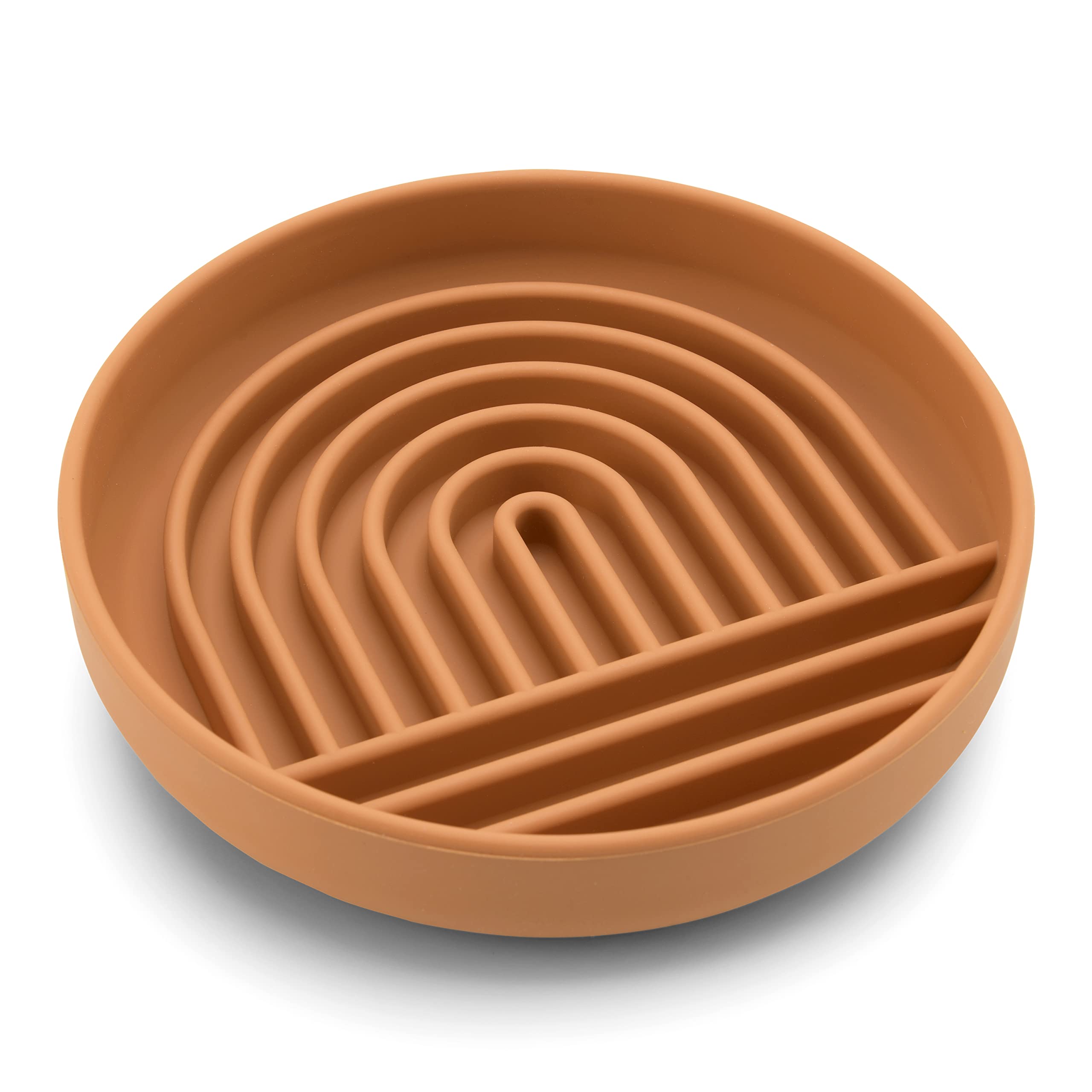 The Slowdown Bowl - Silicone Slow Feeder for Dogs & Puppies, Slow Eating, Modern Lick Mat Design, Reduces Gulping, Dishwasher Fit, for All Breed, Mealtime Challenge, Medium-Terracotta