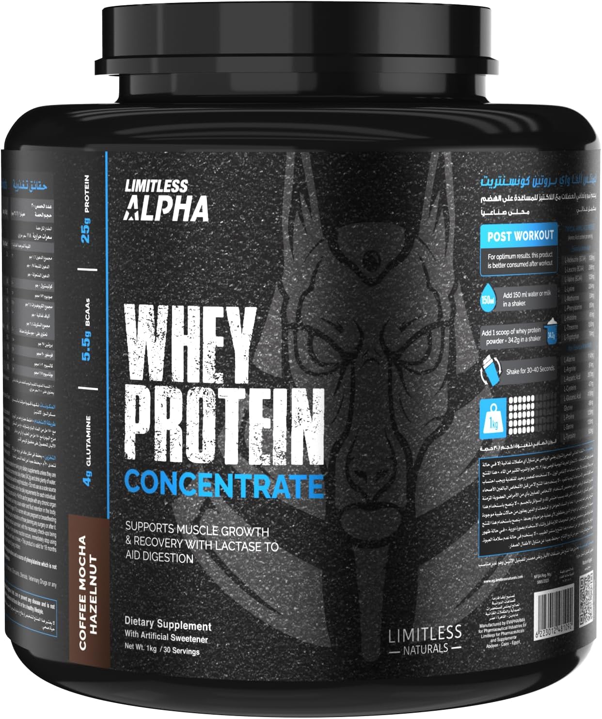 Limitless Whey Protein concentrate Mocca Hazelnuts 30 Scoops Powder 1KG