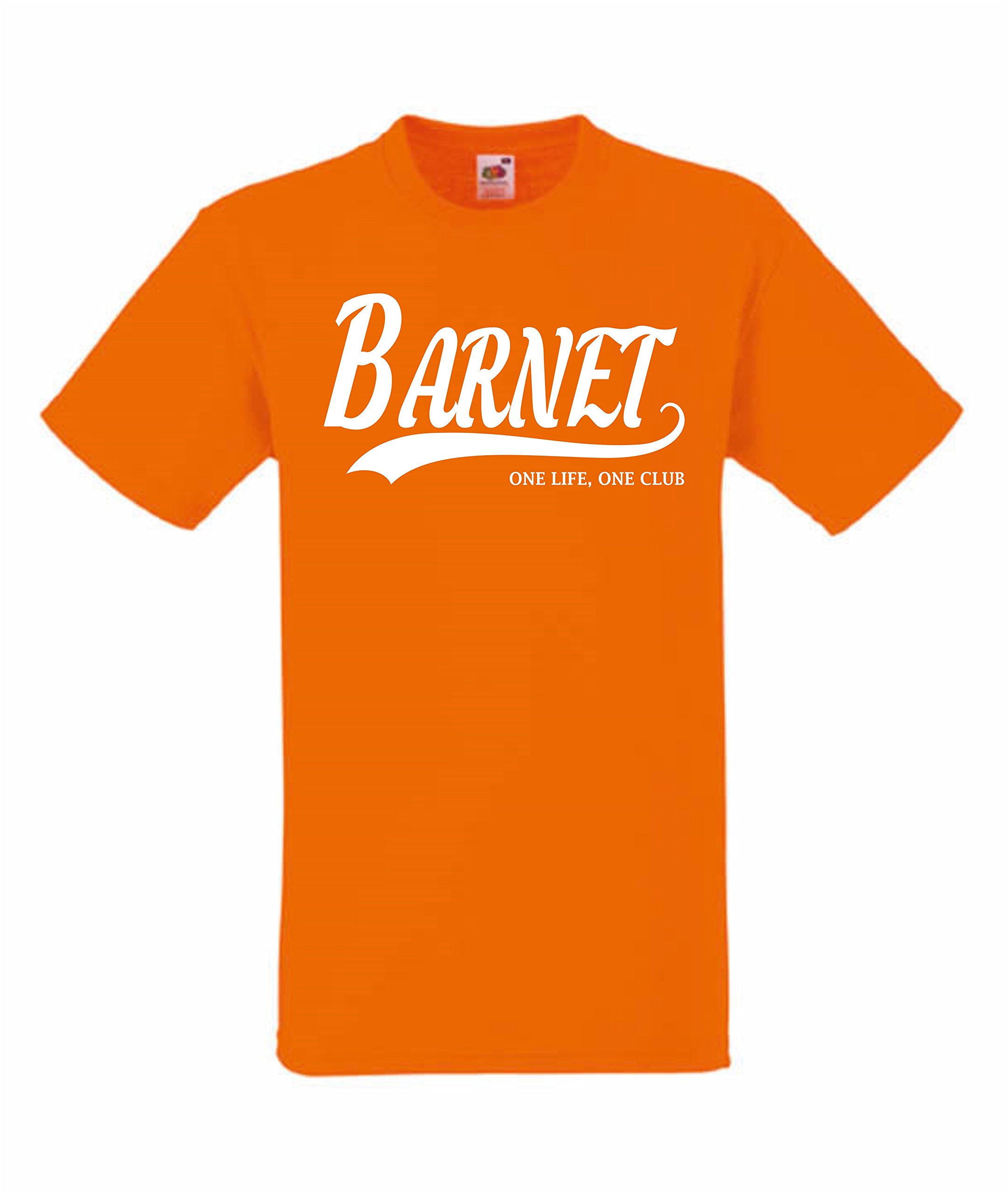 All About The Print Barnet Football Gift - one Life one Club Idea T-Shirt FC Present F77 (Adult XXL, Orange)