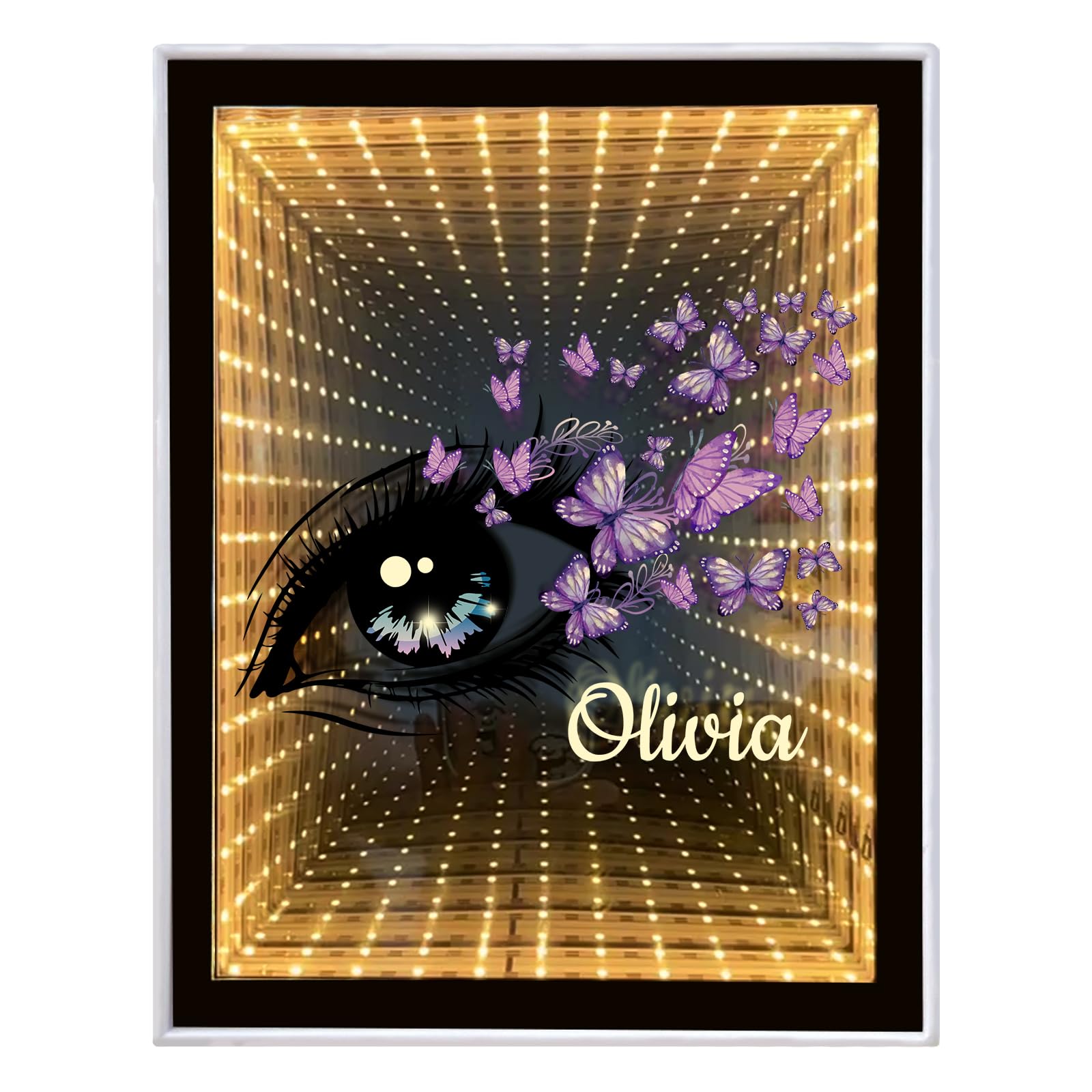 Custom Infinity Mirror Personalised Your Name, Creative Personalised Gifts for Couple, Friends, Family, Desktop LED Night Light Makeup Mirror 2 in 1, Home Decoration Bedroom Office Living Room