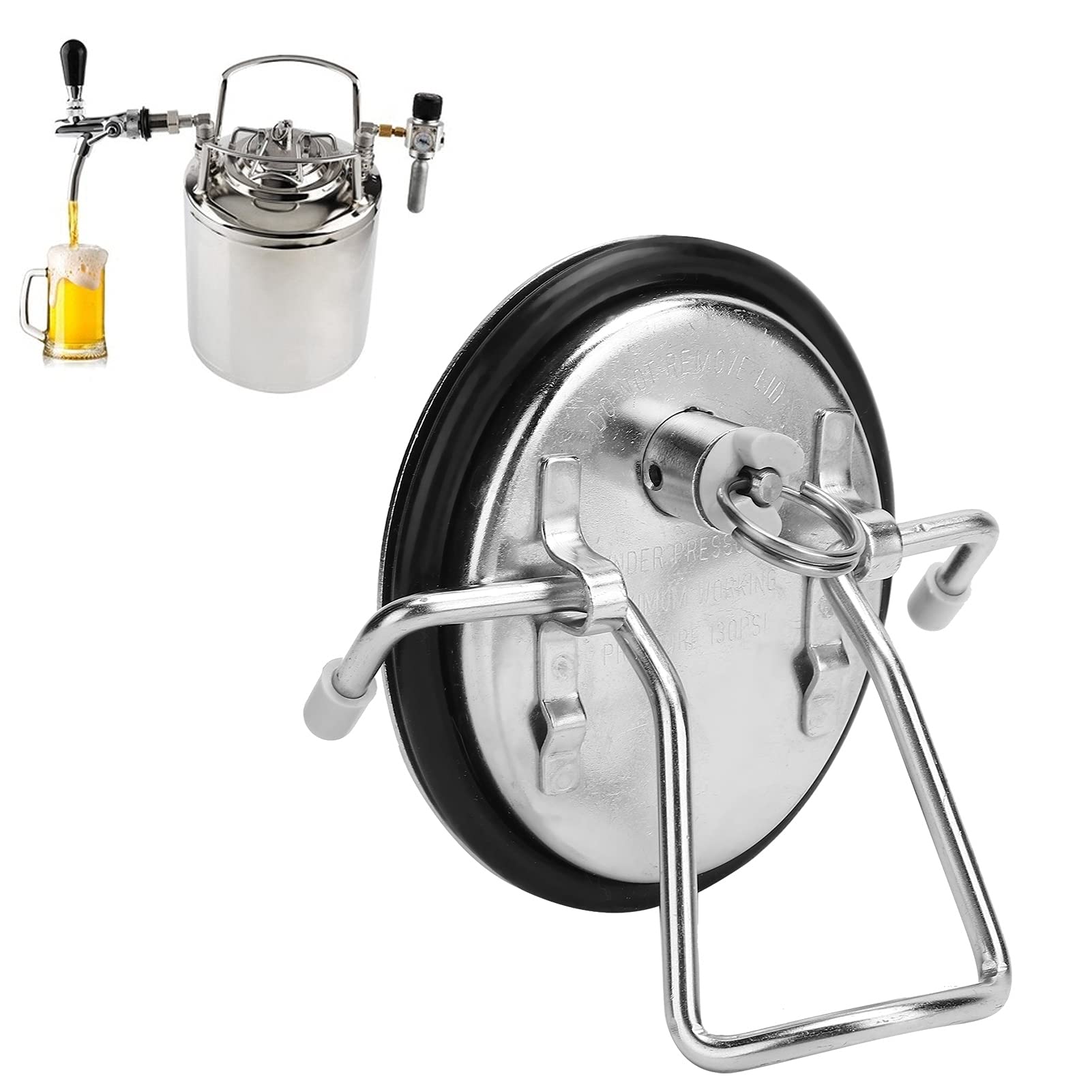 Reemplazo de tapa para barril de acero inoxidable, tapa universal para barriles de cerveza casera, compatible con barriles de soda de cierre por bola y por pasador, con válvula de
