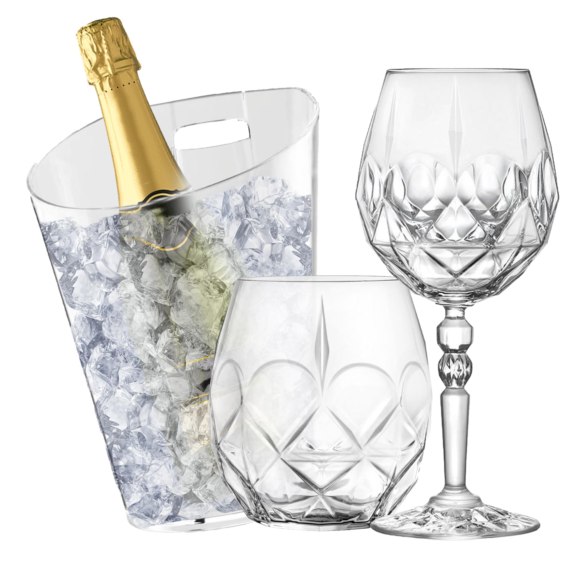 Sicignano | Juego de 6 copas de 53 cl, con 6 vasos de 38 cl, Alkemist para vino, agua, licores, cócteles, cristal ecológico, transparentes, resistentes, de regalo