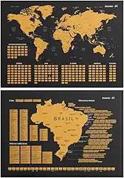 Kit Mapas Raspadinha Mundi Do Brasil Mapa De Viagem Lugares Visitados Turísticos Países Passeios Scratch Map