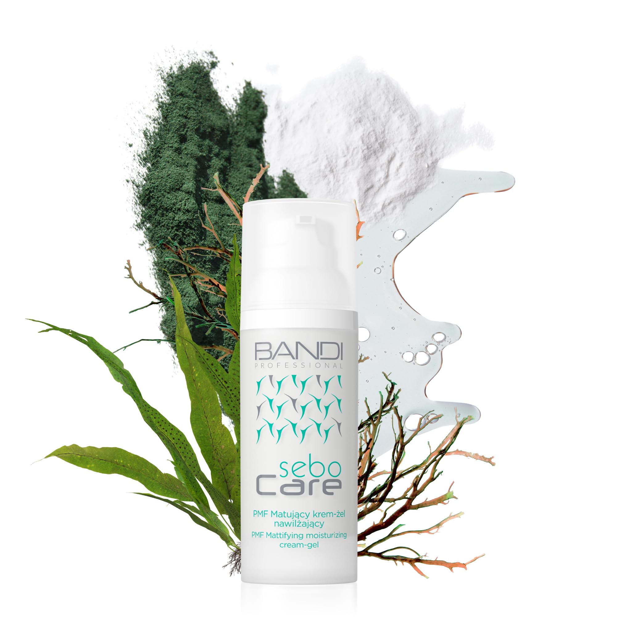 Bandi Pmf Mattifying Face Cream-Gel for Combination Oily Skin with Spirulina Vitamin B3 Hydrating Oil Control Moisturiser for Sensitive Skin Non-Comedogenic 50ml