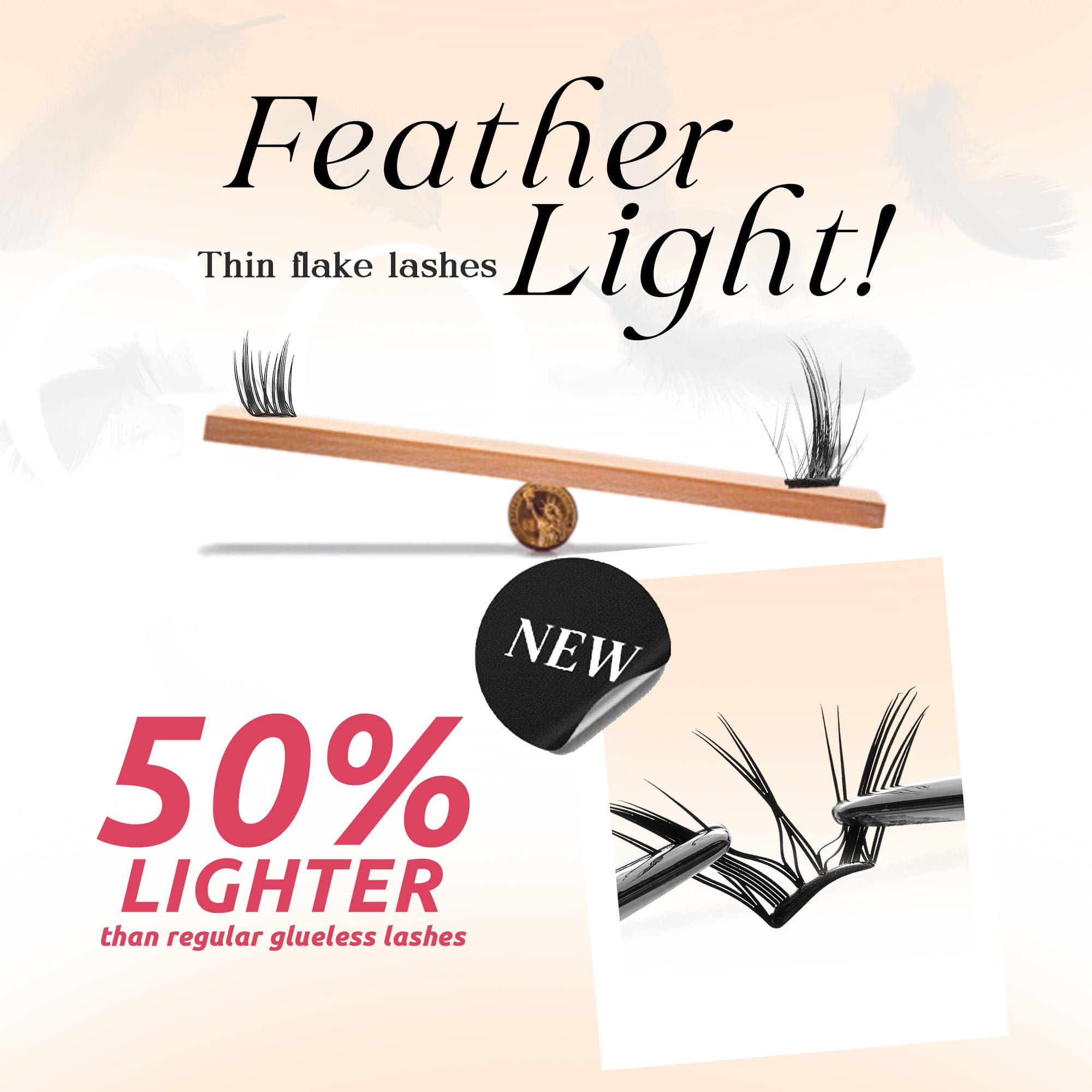 GAQQI Self Adhesive Lash Clusters, Pre Glued Eyelashes 10-14mm Wispy Cluster Lashes, Press On No Glue False Eyelashes, Strong Adhesive & Reusable Glueless（PG4）