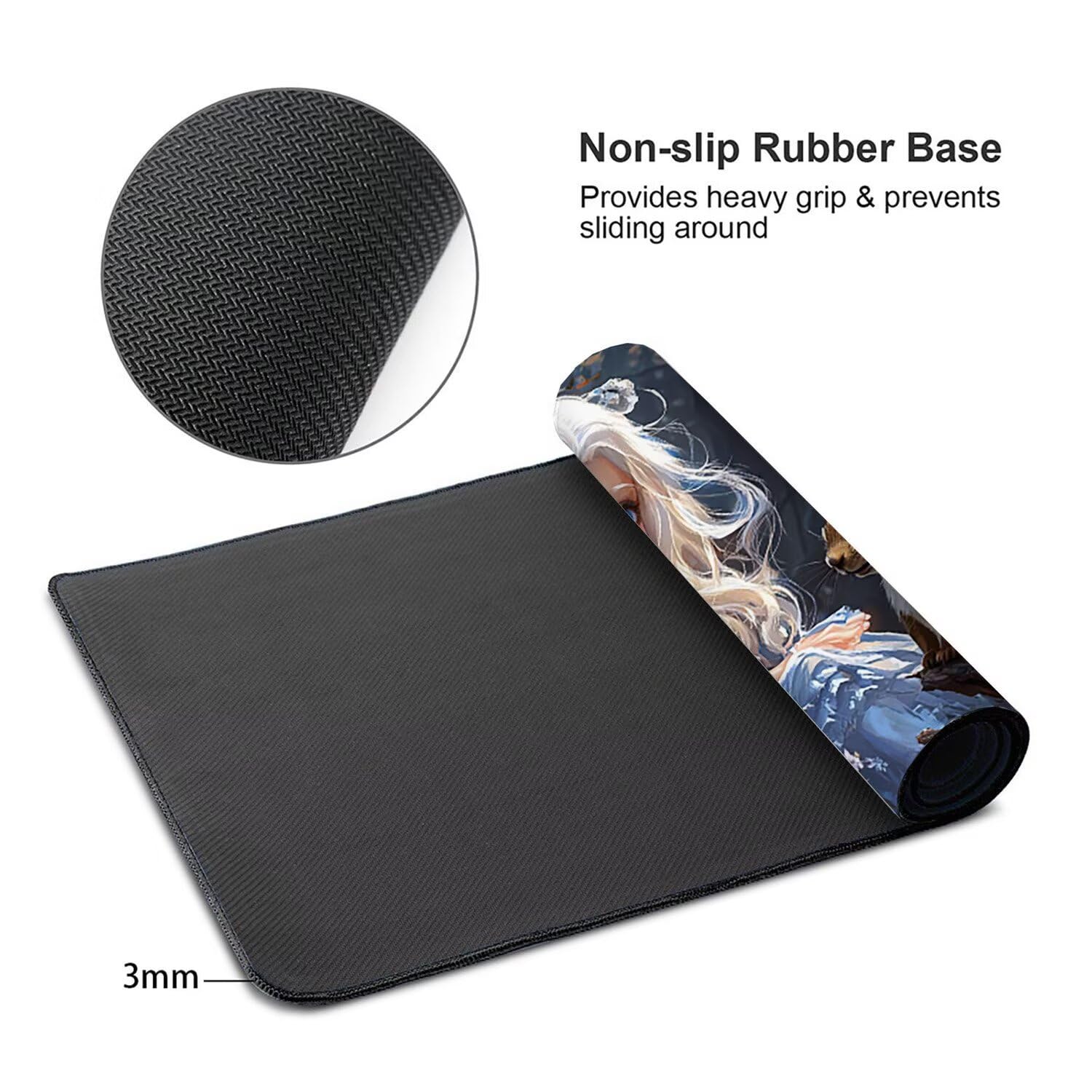 Tappetino per Mouse XXL 1200 x 600 mm Tappetino Mouse Gaming Grande, Mousepad con Base in Gomma Antiscivolo, Tappeto per Tavolo da Gaming per Mouse e Tastiera, Accessori PC (Ragazza scoiattolo) H-839