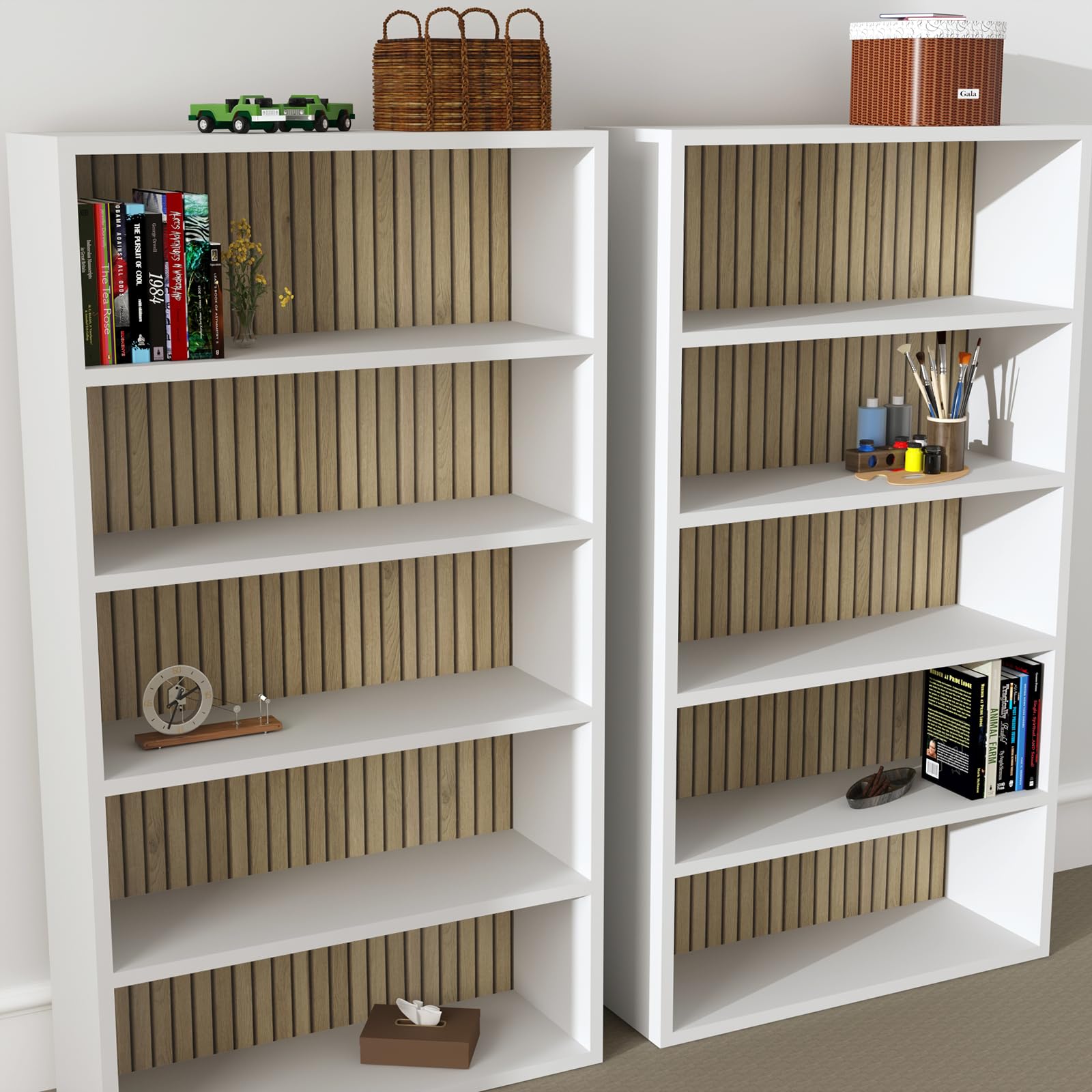 Decotalk Papel Adhesivo Pared Dormitorio 3D Efecto Marrón Negro 90X500cm Vinilo Adhesivo Muebles Madera Encimera Cocina Vinilo Madera para Dormitorio Papel Pintado Rayas para Baño Decorativo Salón