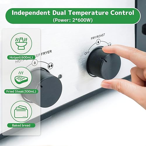 Miniatura 5 de Breakfast Maker Station 4 en 1 con parrillaparrillatostadacesta de freír, platos antiadherentes extraíbles, control de temperatura doble, color