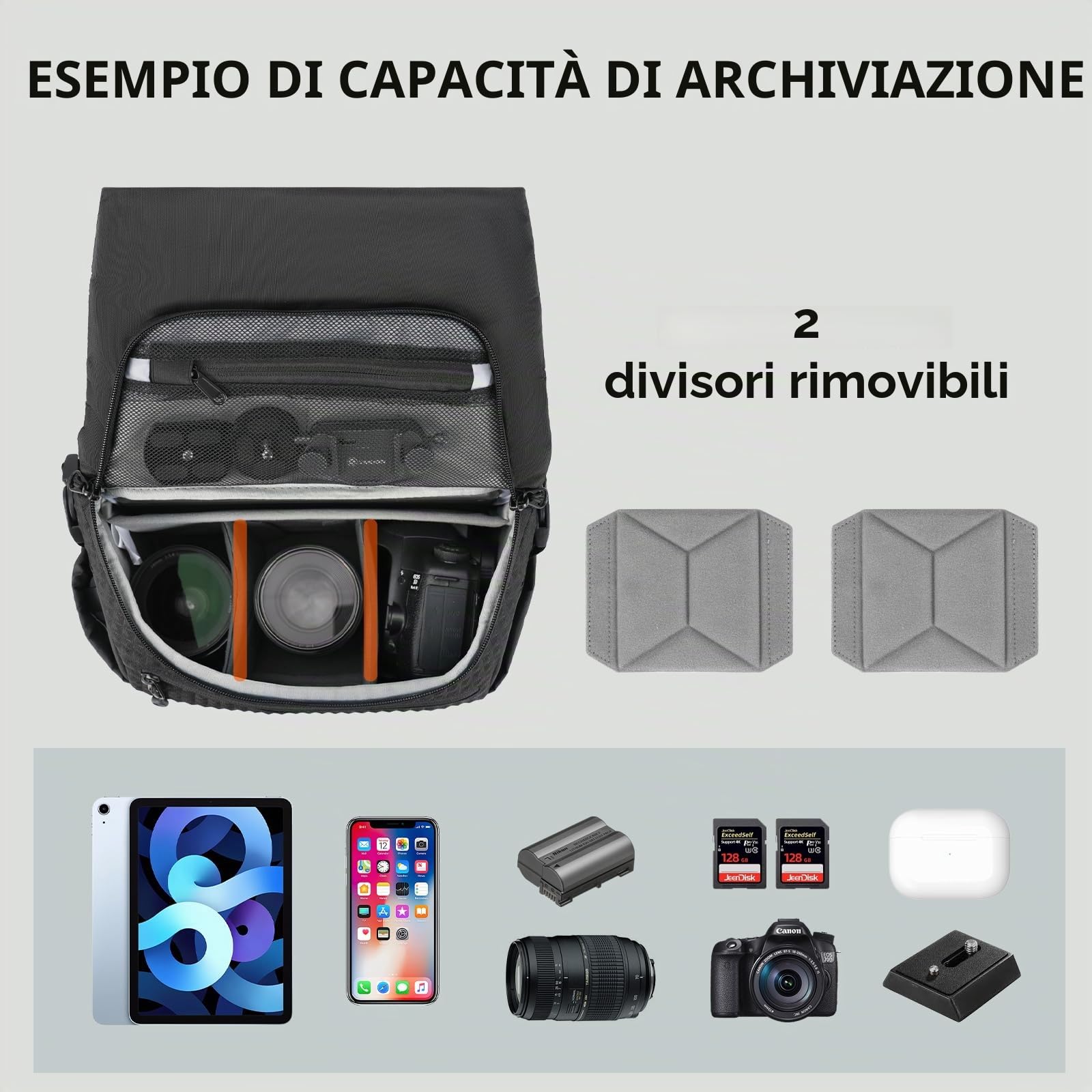 TARION Borsa per Fotocamera Piccola Borsa a Singola - Nero Zaino Leggero per DSLR con Cinghia Regolabile, Divisori Imbottiti e Chiusura Magnetica (Thorner)