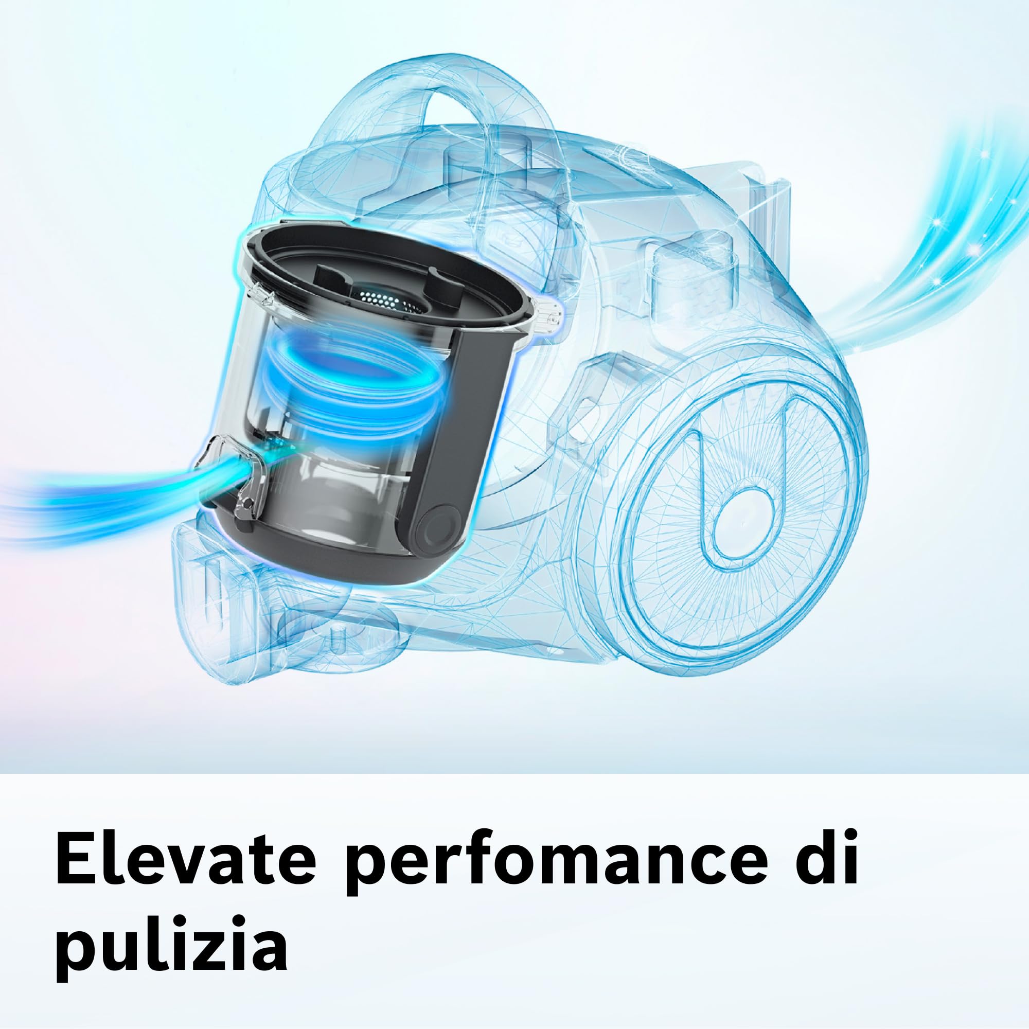 Bosch BGS05X240 Aspirapolvere a Traino Senza Sacco con Filtro Igienico PureAir, Design Compatto, Potente, Turchese