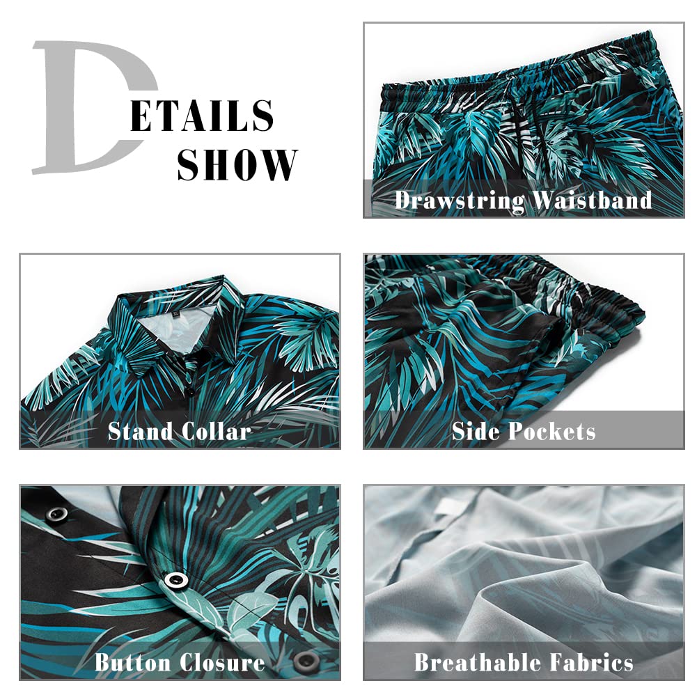 Set di camicia hawaiana e pantaloncini da uomo Set camicia da spiaggia floreale tropicale casual Aloha hawaiano a maniche corte abiti estivi da festa con bottoni camicia a fiori 2 pezzi abiti