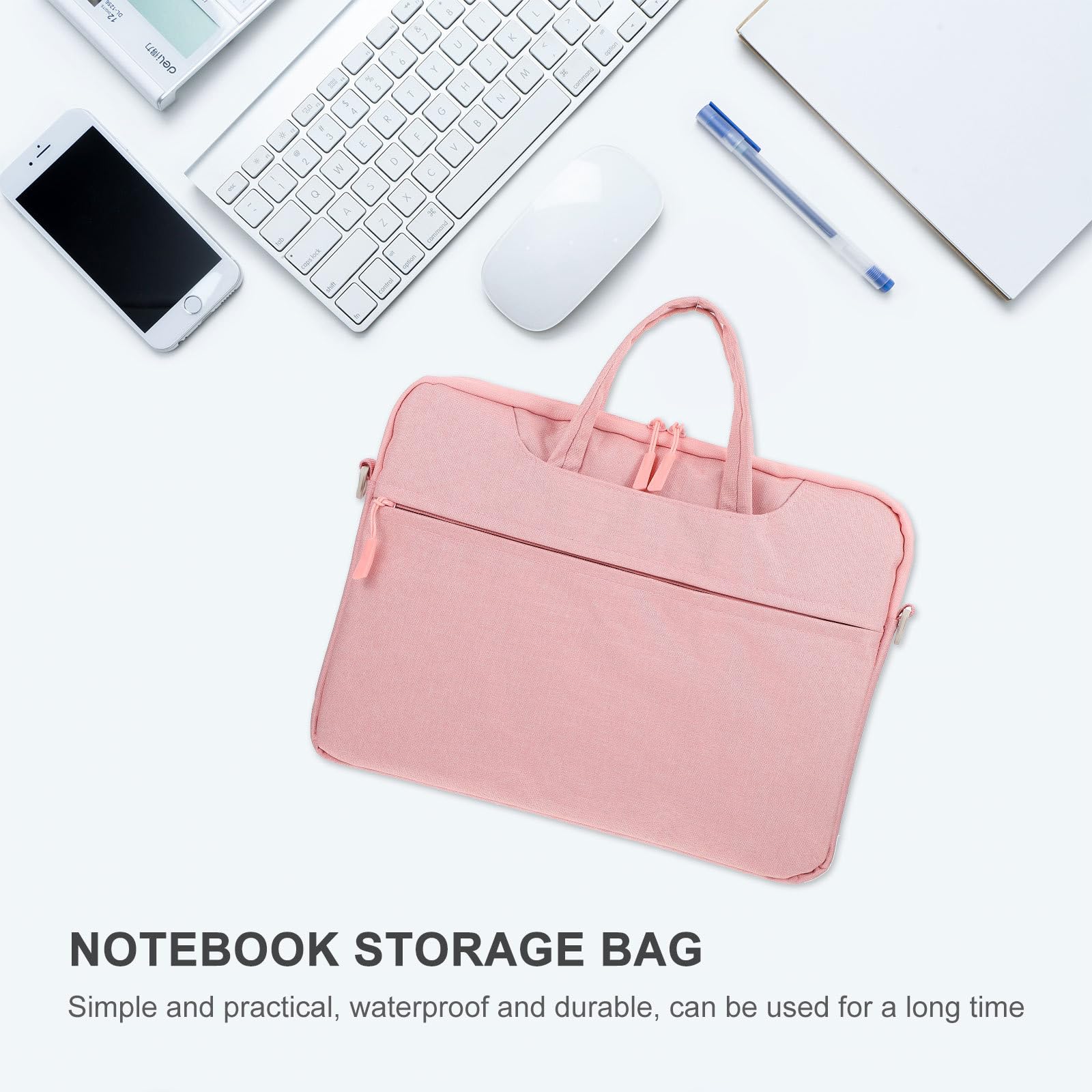 BESTYASH Borsa Tracolla per Laptop e Tablet da 14 Pollici Oxford Rosa Telaio Rinforzato e Manico Portatile per Uso Professionale