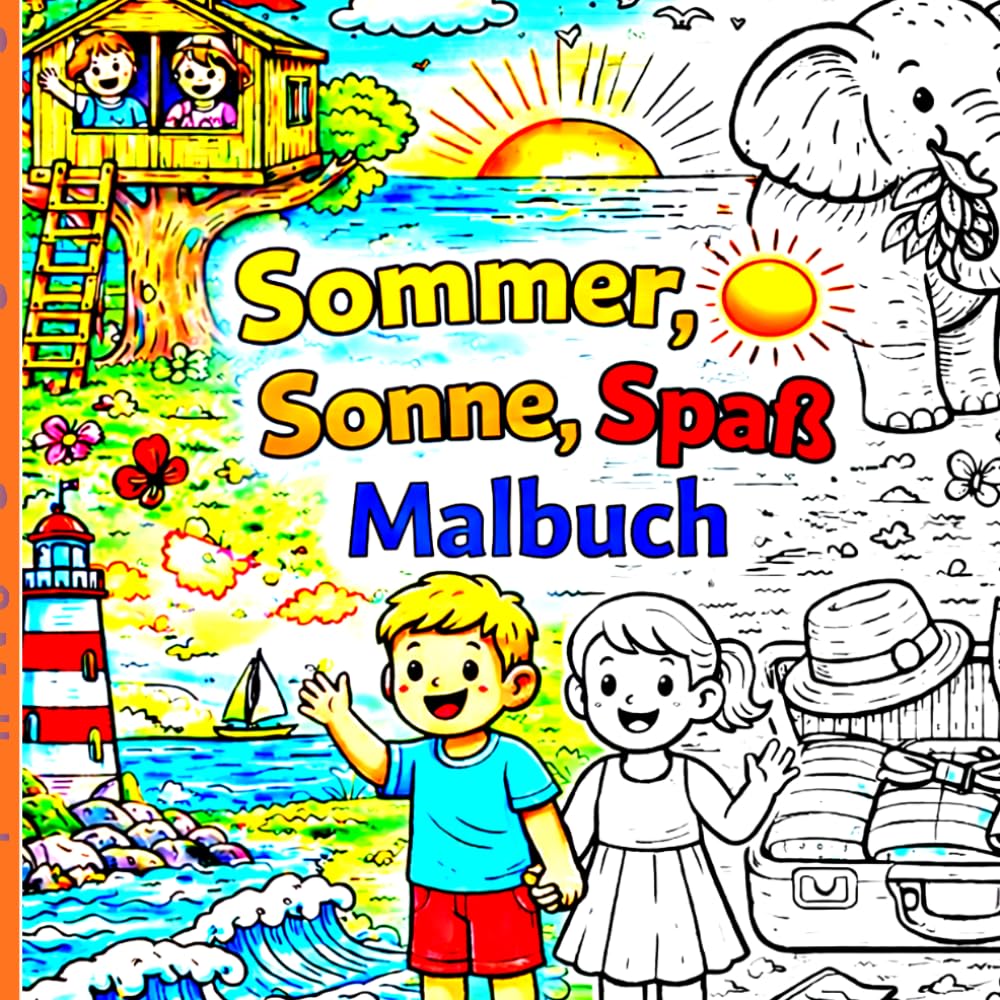 Sommer, Sonne, Spaß Malbuch: Großes Ausmalbuch mit Ferien, Strand, Tieren, Abenteuer & Kreativen Motiven – Beschäftigung für Mädchen und Jungen