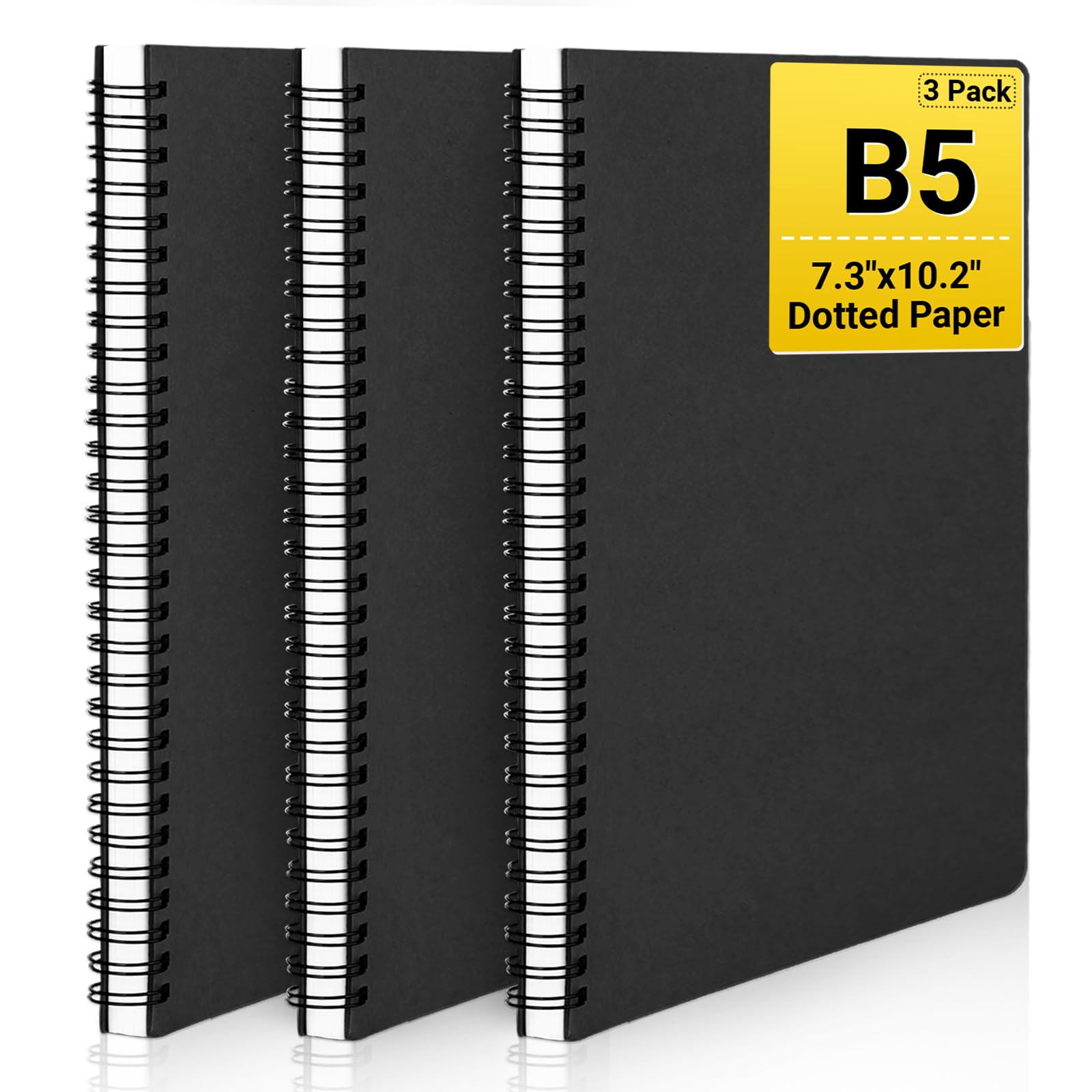 EUSOAR Dotted Journal, B5 3Pack 7.3"x10.2" 120 Pages Hardcover Wirebound Spiral Notebook Journals, Thick Paper Notebook Journals for Women Men