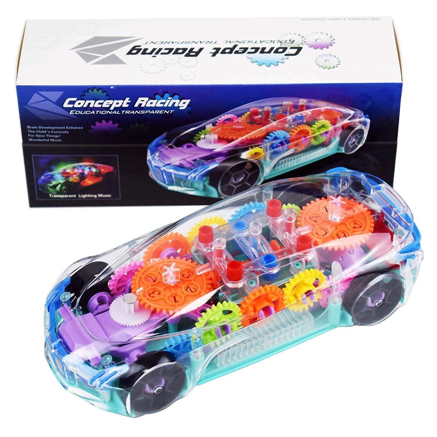 Magicwand 360 Degree Bump & Go ABS Plastic Rotating Transparent Concept Racing Car with 3D Flashing Led Lights & Music for Kids (B08JG4B6LH) Amazon Price History, Amazon Price Tracker