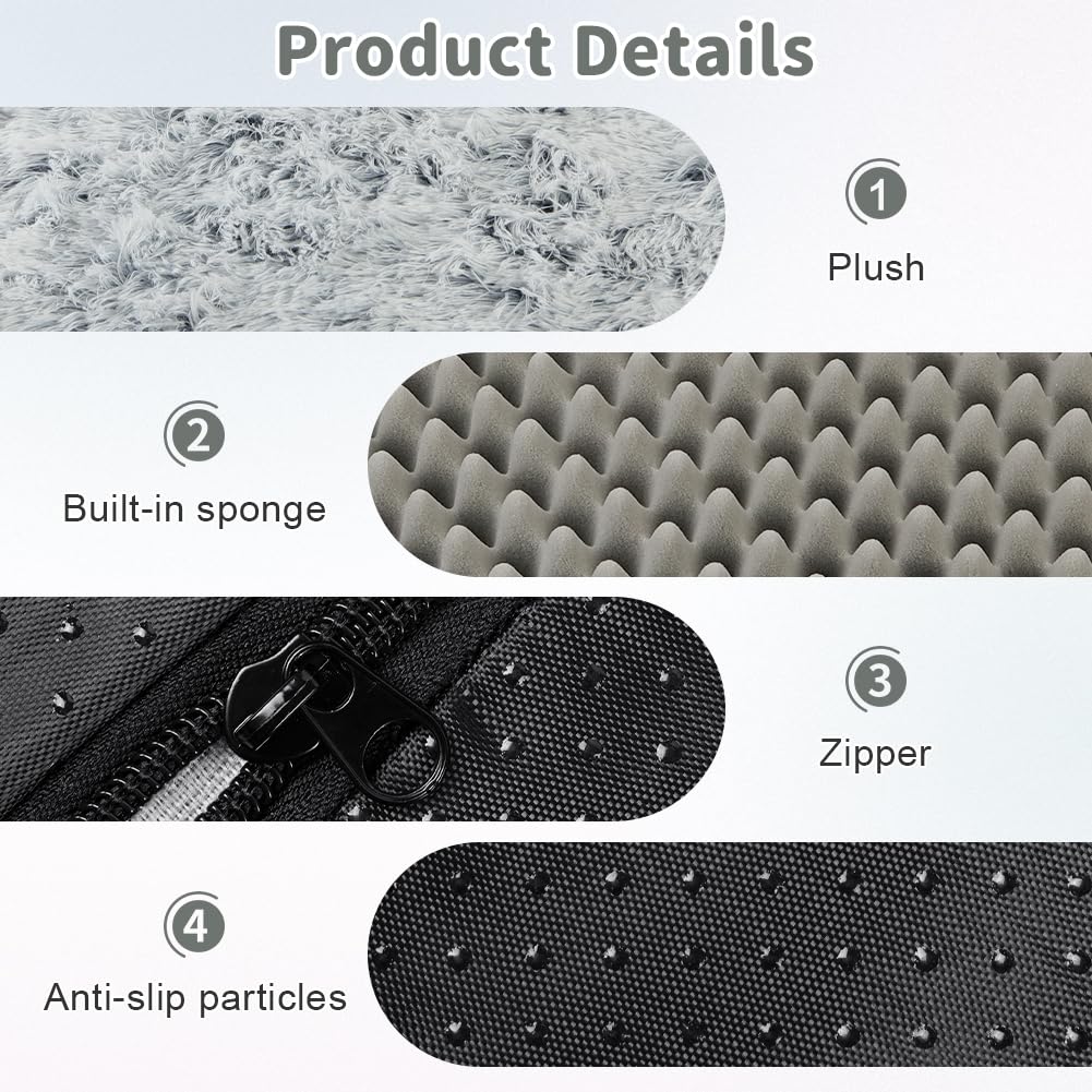 Aomig Cuscino per Cani Taglia Media/Grande, Cuccia Cane Interno, Tappetino per Animali di Peluche Morbida, Cuscino per Cani Multiuso con Peluche Lungo, Imbottitura Soffice, Lavabile