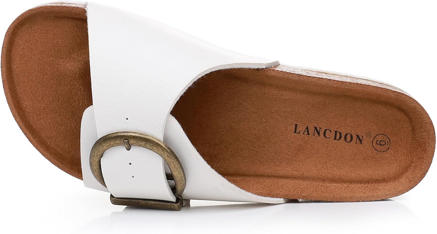 Women's Sandals Comfort Slides with Adjustable Buckle,Cork Footbed Sandals,Outdoor Beach Sandals - Image 8