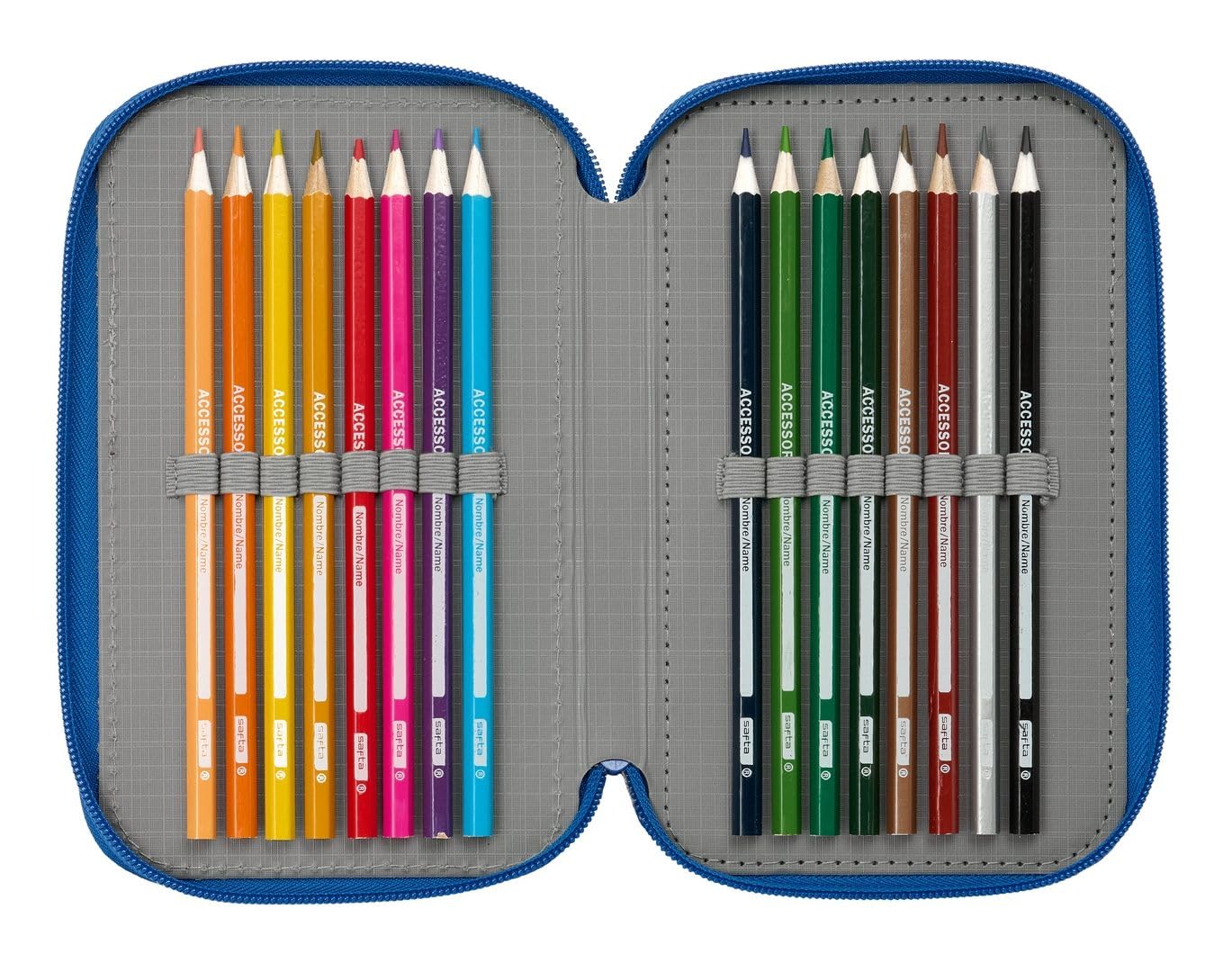 safta | Trousse Triple Miffy Bunny, 37 pièces, avec 3 Compartiments zippé, Comprend des feutres, 16 Crayons de Couleur, Une règle et Un rapporteur, Dimensions : 12,5 x 5,5 x 19,5 cm