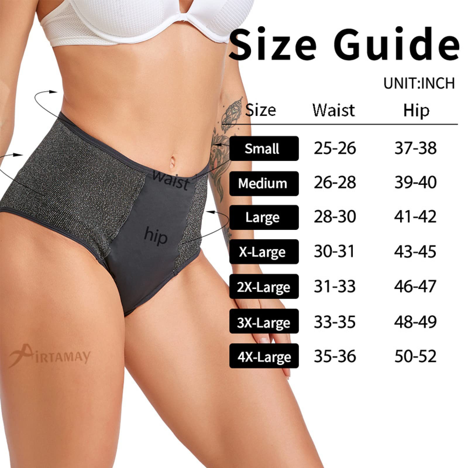 Bragas Mujer Algodon 2/4 Uds Ropa Interior fisiológica sin servilletas sanitarias de Cuatro Capas de Gran tamaño Pantalones Sanitarios menstruales para tía Femenina