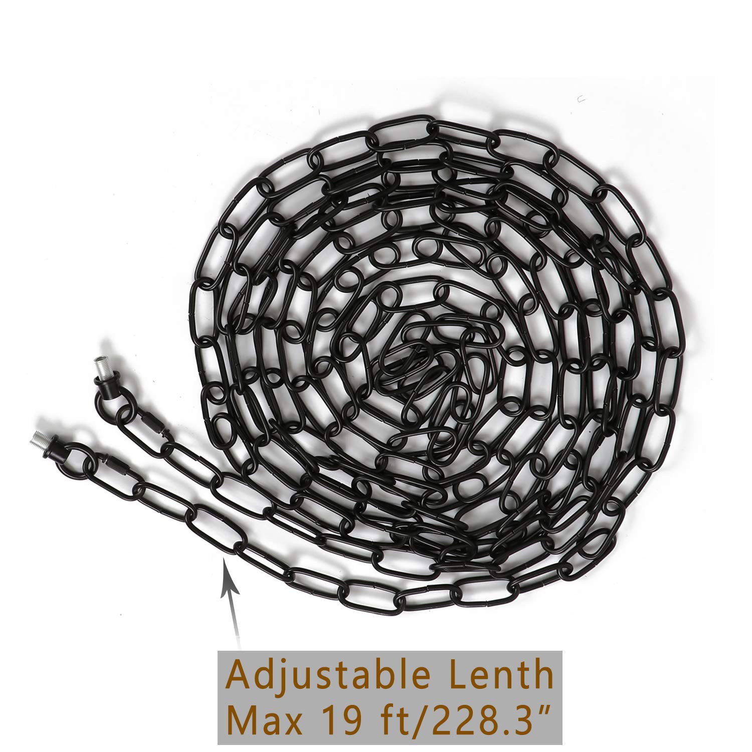 19ft Heavy Duty Chain for Light Fixture, Pendant Light Extra Chain Permits Installation of Chain-Hung Fixtures on High Ceilings with Max Fixture Weight of 65 Pounds, Black(L0580) — Amazon image 4