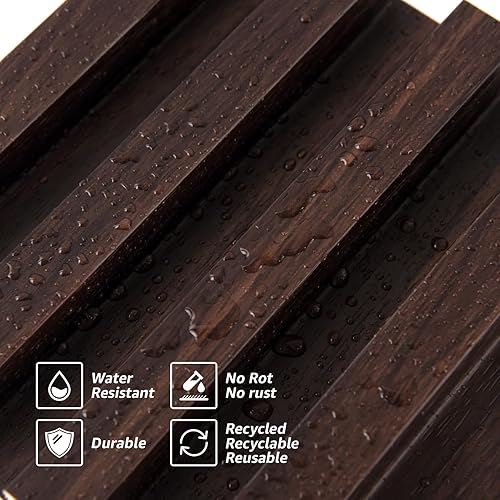 Miniatura 7 de Art3d Panel de pared de listones para decoración moderna, panel difusor acústico WPC, paquete de 8 unidades de 96 x 6 pulgadas, nogal negro