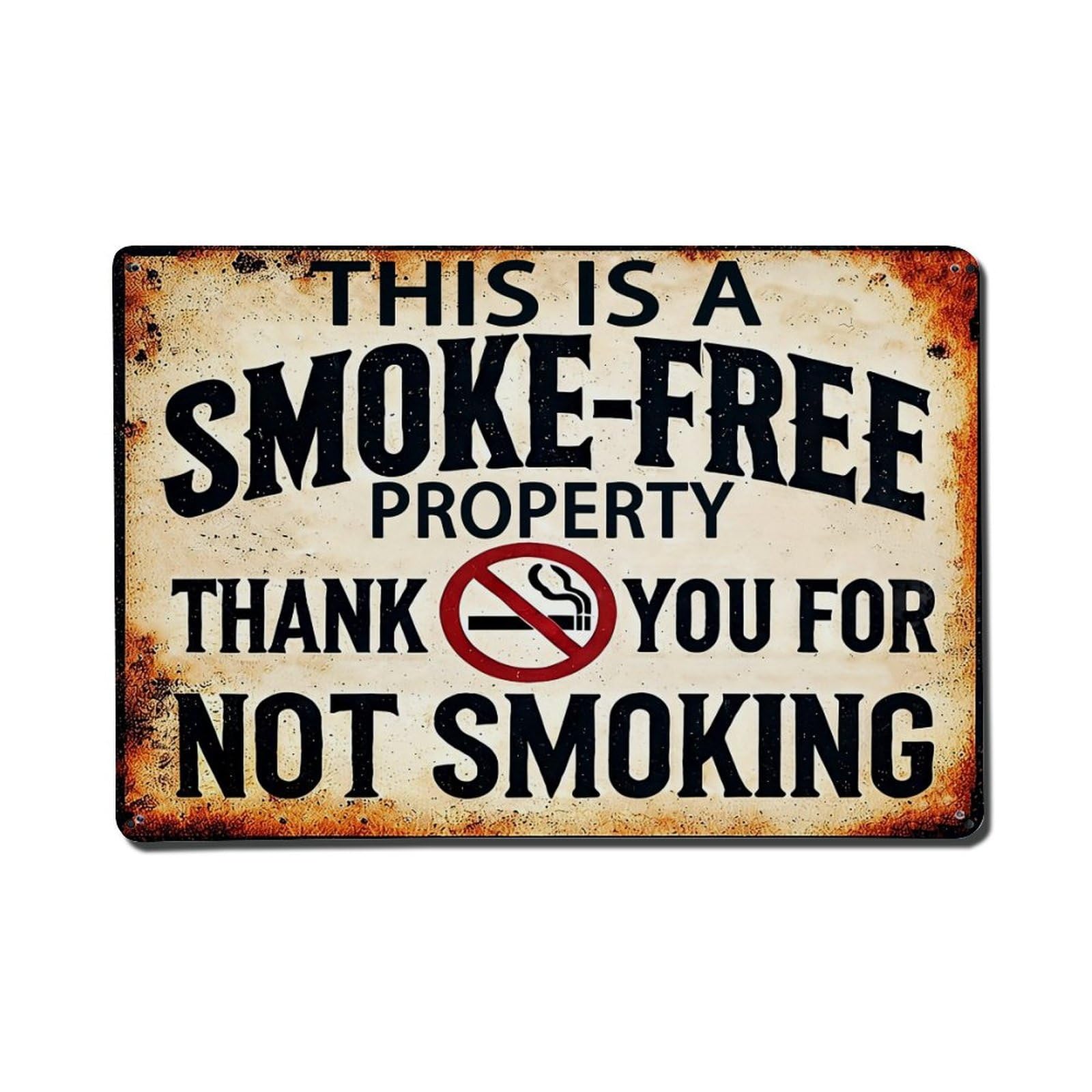 Bliveurn Vintage Smoke Free Property Sign_1 Retro Metal Tin Sign, Metal Poster For Home, Gaming Room, Studio Workshop,Bar,Garage Wall Art Decor 8X12 Inch
