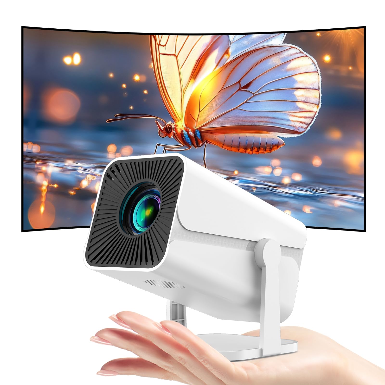 Projecteur vidéo portable Mini Bluetooth 1080P Auto Keystone USB HDMI TV Cage Focus Électrique Rotation 270°