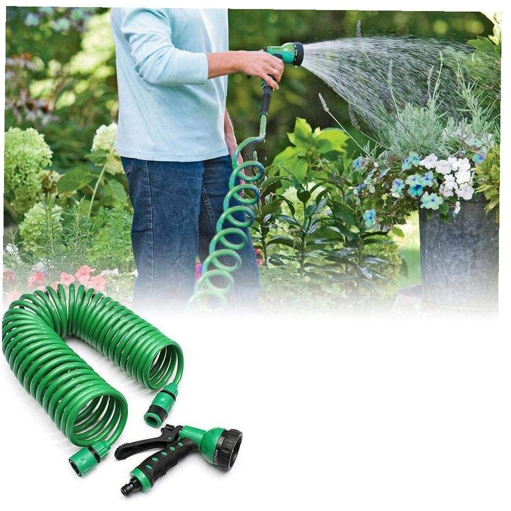 Manguera de jardín extensible telescópica en espiral EVA de 15 m para el hogar, jardín, patio, limpieza de tuberías de riego