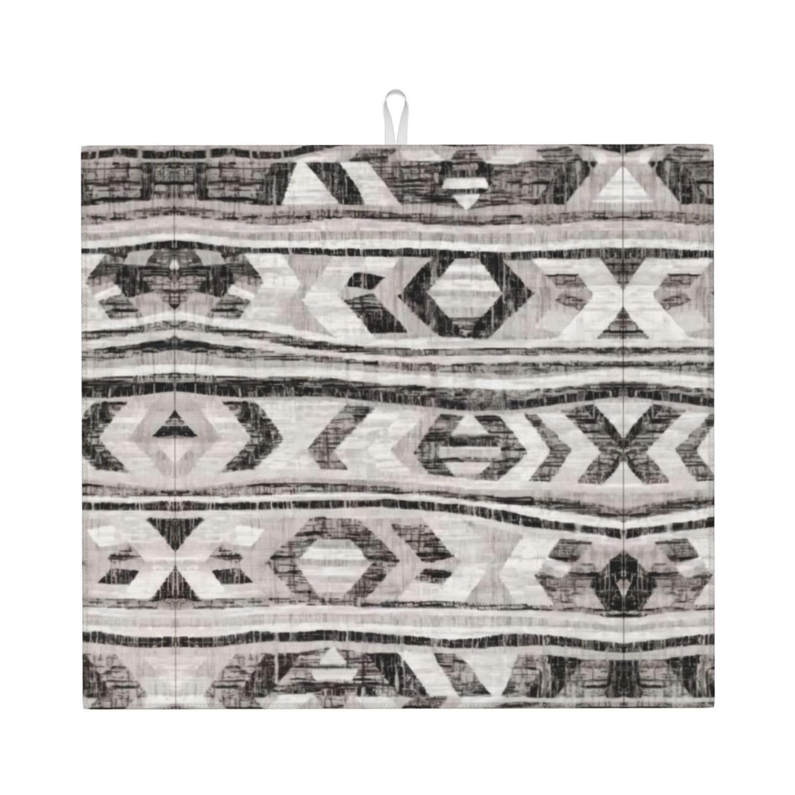 WHJDPP Grey Tribal Prints Kitchen Drying Mat - Absorbent Dish Drying Throw with Colorful Prints, Quick-Dry Countertop Layer for Dishes & Appliances - Non-Slip & Foldable