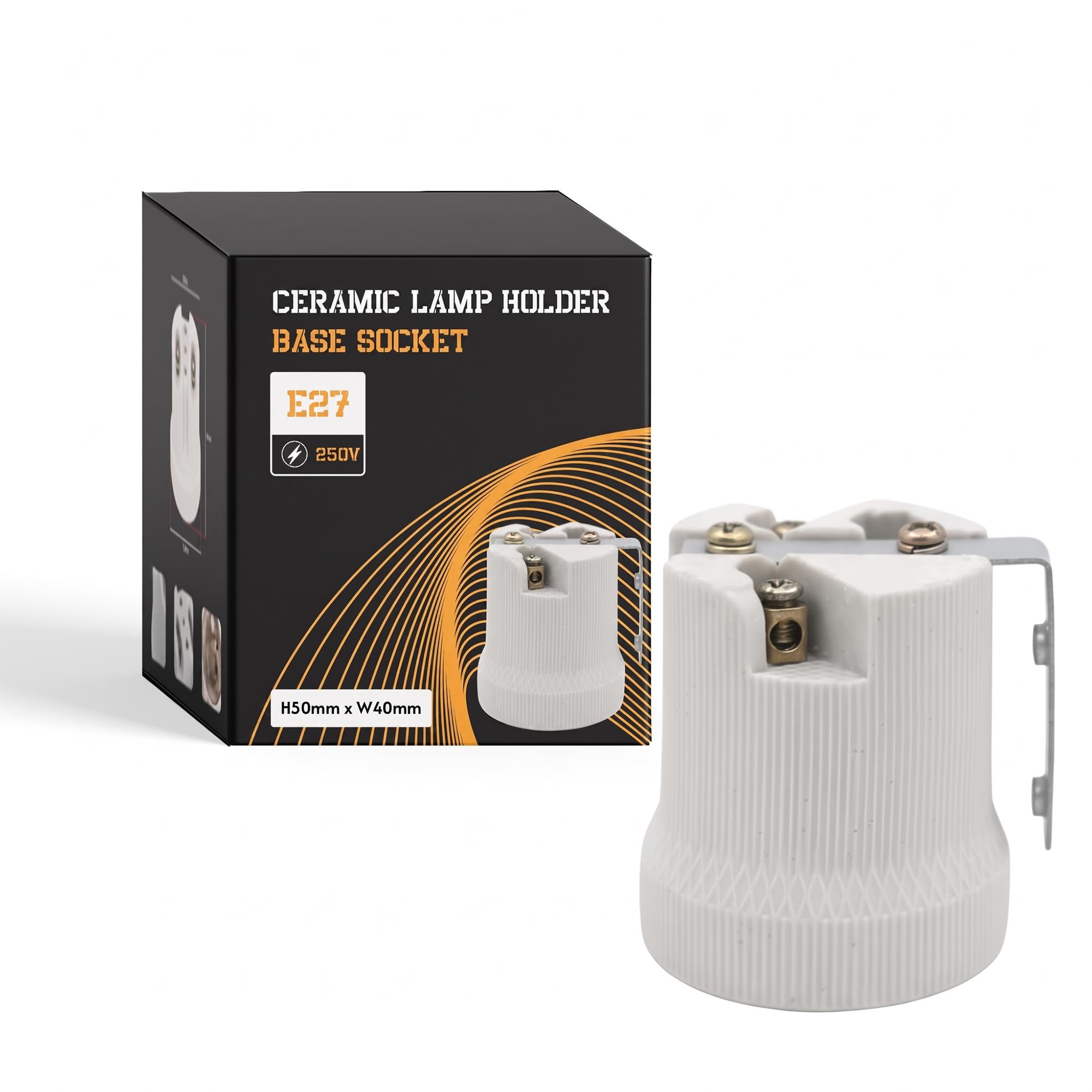 Ledsone Type 4 E27/E26 Light Socket Converter Heavy Duty Ceramic Lamp Porcelain, Metal Holder For Ceiling Pendant, Screw-In Light Bulb Base Fitting, Edison Screw Adapter For Diy Lighting Projects - 1 Pack
