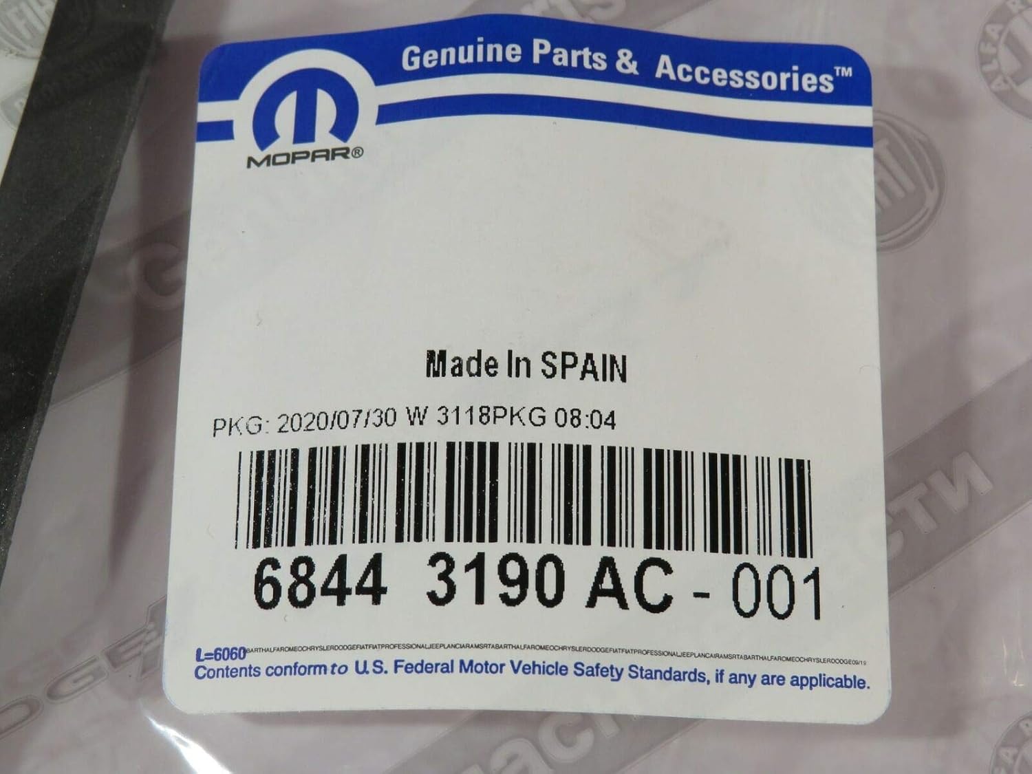 Mopar 68443190AC NAME PLATETAILGATE