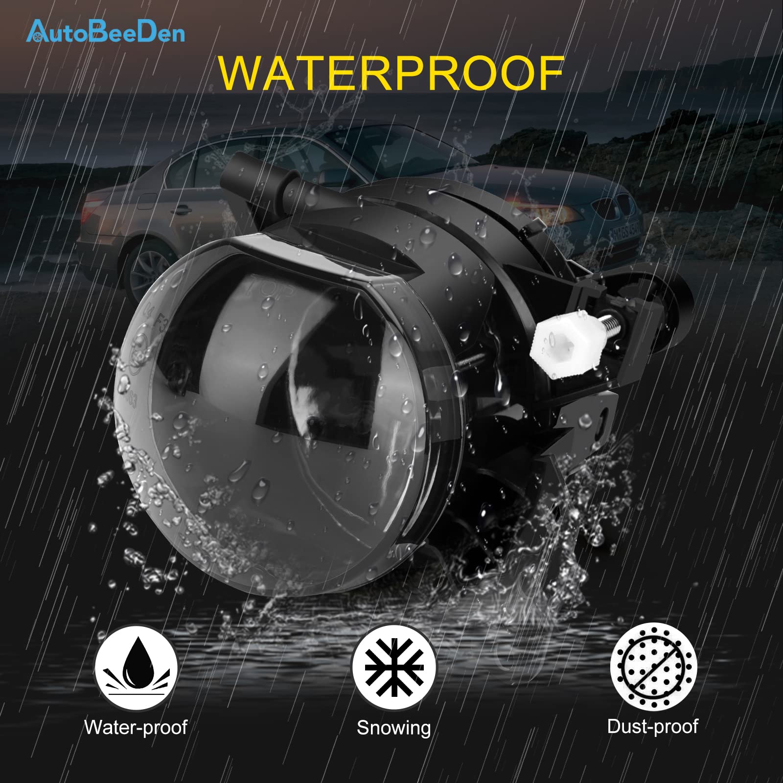 Fendinebbia compatibile con BMW E90 E91 E46 E60 E61 E63 E64 E83 X3, Serie 3 5 6, 01/2003 - 12/2012, HB4, 1 Paio (Nero)