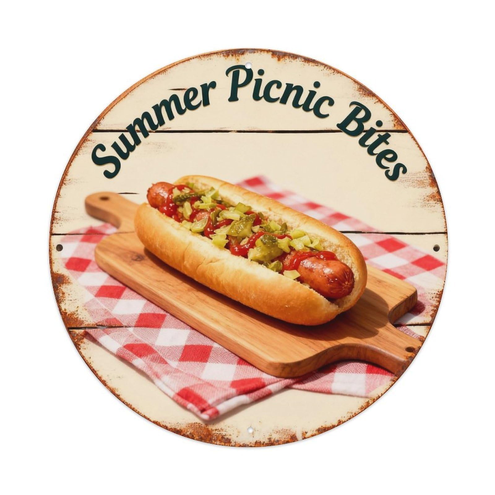 Summer Picnic Bites Sign Metal Tin Sign Plaque