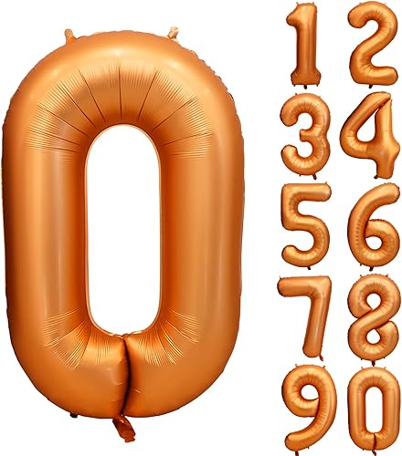 Globos de número naranja de 40 pulgadas gigantes de aluminio de helio para decoraciones de fiesta de cumpleaños