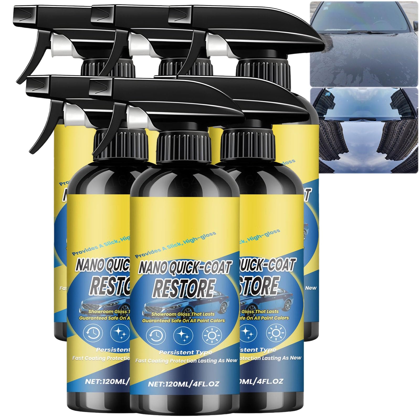 Nano Quick Coat Odbudowujący Spray, Zaawansowany 3 w 1 Szybkie działanie Powłoka Samochodowa, Ceramiczne Spray Powłoka Bezwodna, Ochrona lakieru i polerowania (6 sztuk)