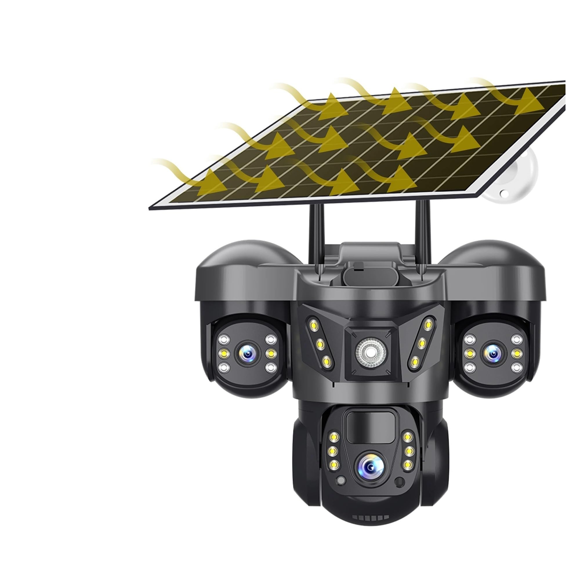 Oshpmbdlyfj 4Mm 3 Lens 4G Solar Camera Hd 15Mp 8K Outdoor Ptz Waterproof Night Vision Two-Way Audio V380 Camera Mobile Tracking Cctv Ip Camera(4G Camera)