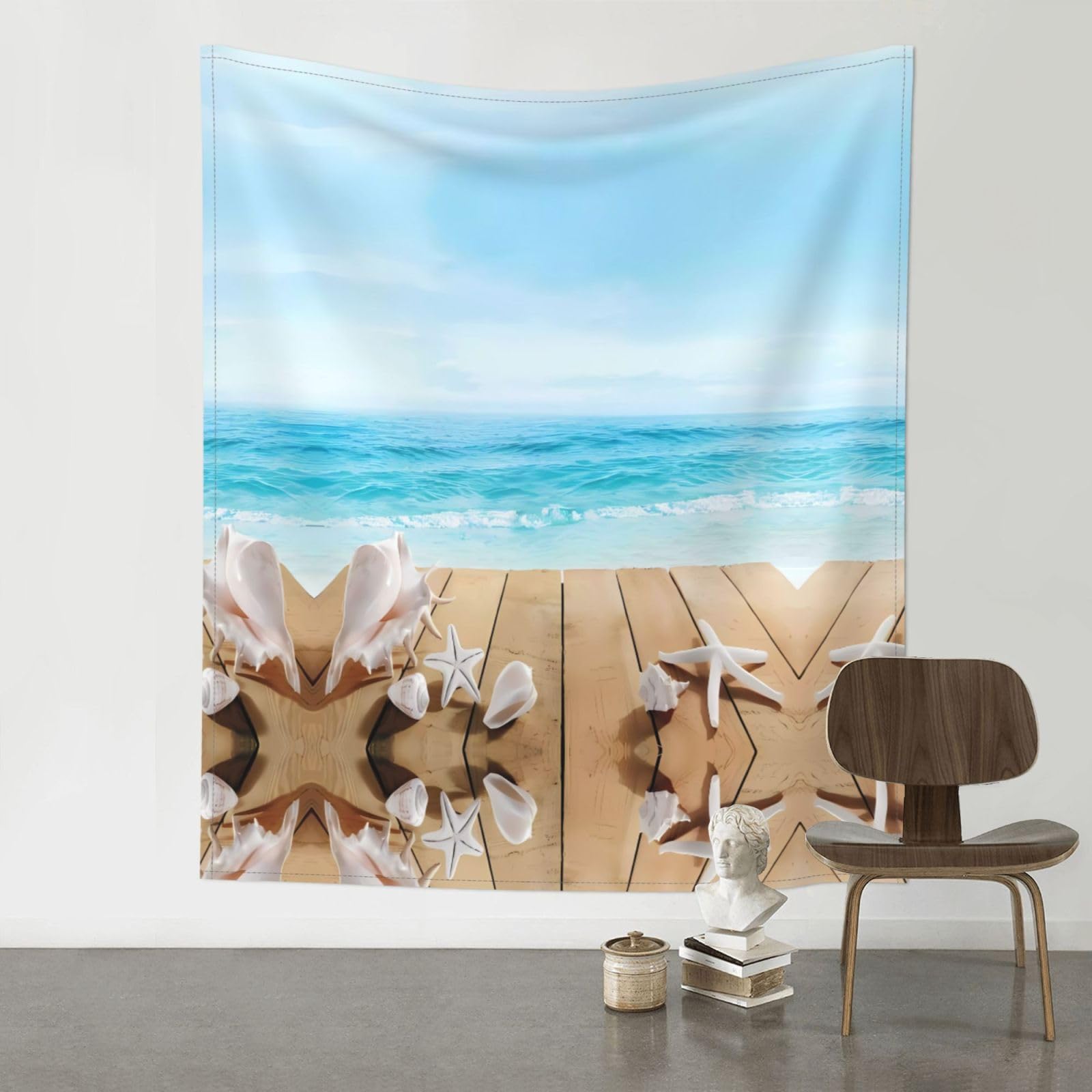 WHJSSF Beach Starfish Prints Wall Tapestry 60x51in - Boho Decor Throw for Bedroom, Dorm, Picnic & Outdoor Adventures
