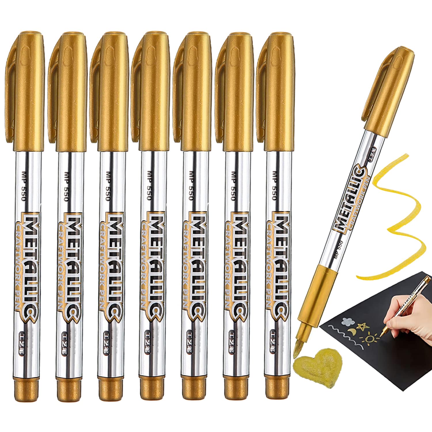 NICE Metal Waterproof Permanent Paint Marker Pens Gold Silver Craftwork Resin Mold Pen Art Painting I.1237572193 - View #10