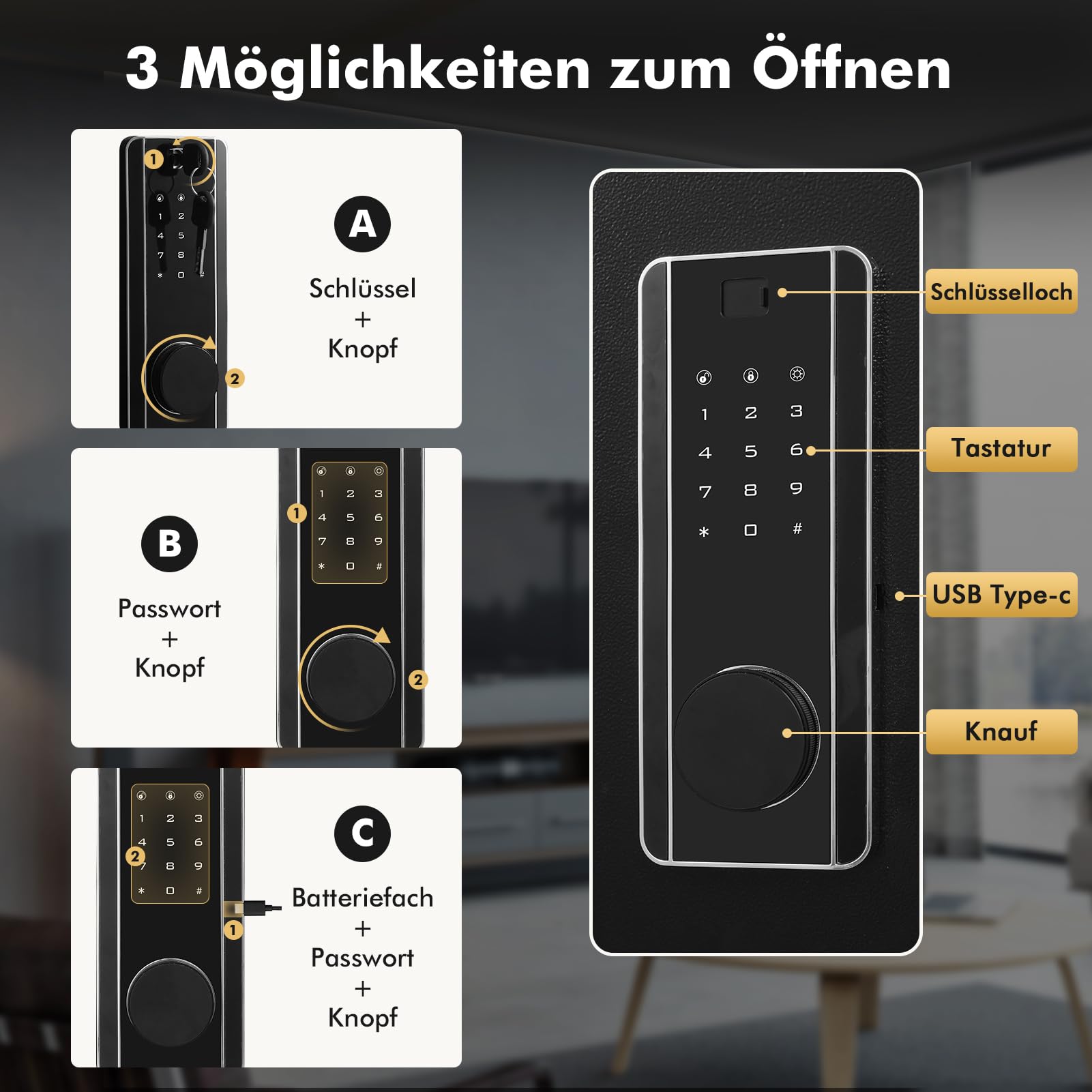 73L Großer Feuerfester Tresor,Elektronischem Tresor mit Passwort & Schlüssel,Digitaler Möbeltresor mit Herausnehmbares Regal,Alarmanlage,Heimtresor für Bargeld, Schmuck, Dokumente, Wertsache