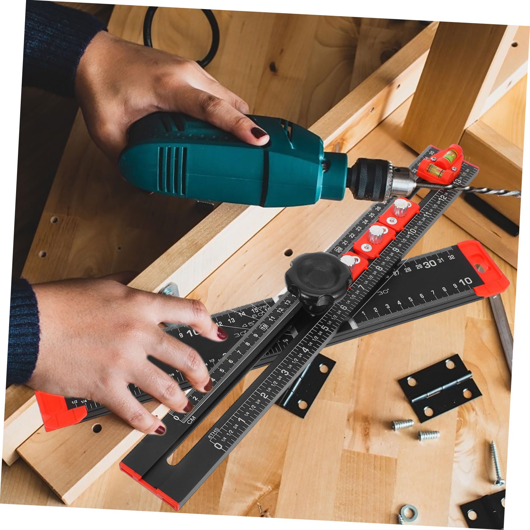 Präzisionslineal Aus Aluminiumlegierung Und Abs Für Holzbearbeitung Kantenlineal Als Werkzeug Für Schrank Und Schubladenmontage