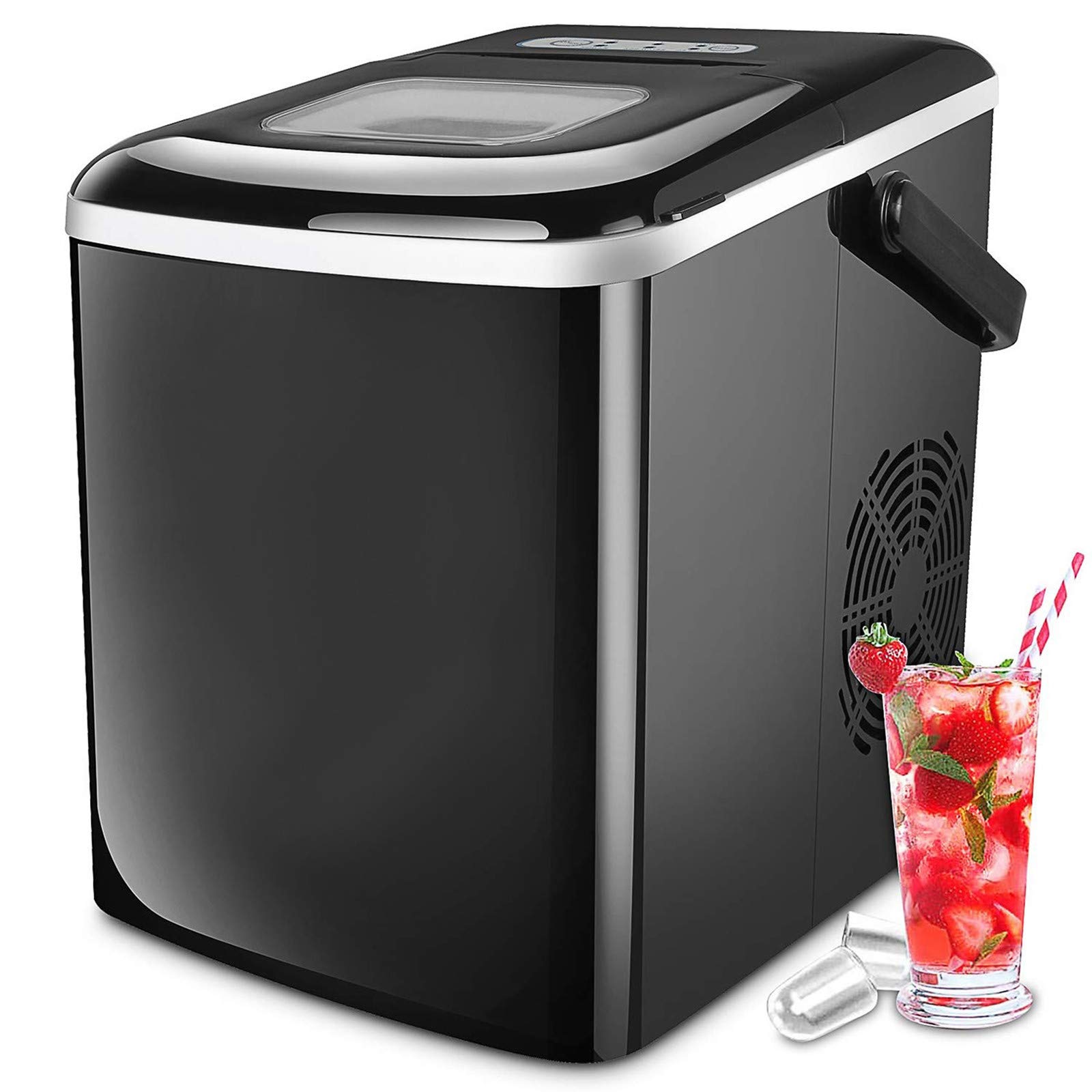 Astrong Ice Maker, Portable Countertop Ice Makers, SONIC Crushed Nugget Ice Maker- Make Ice 26LBS/24