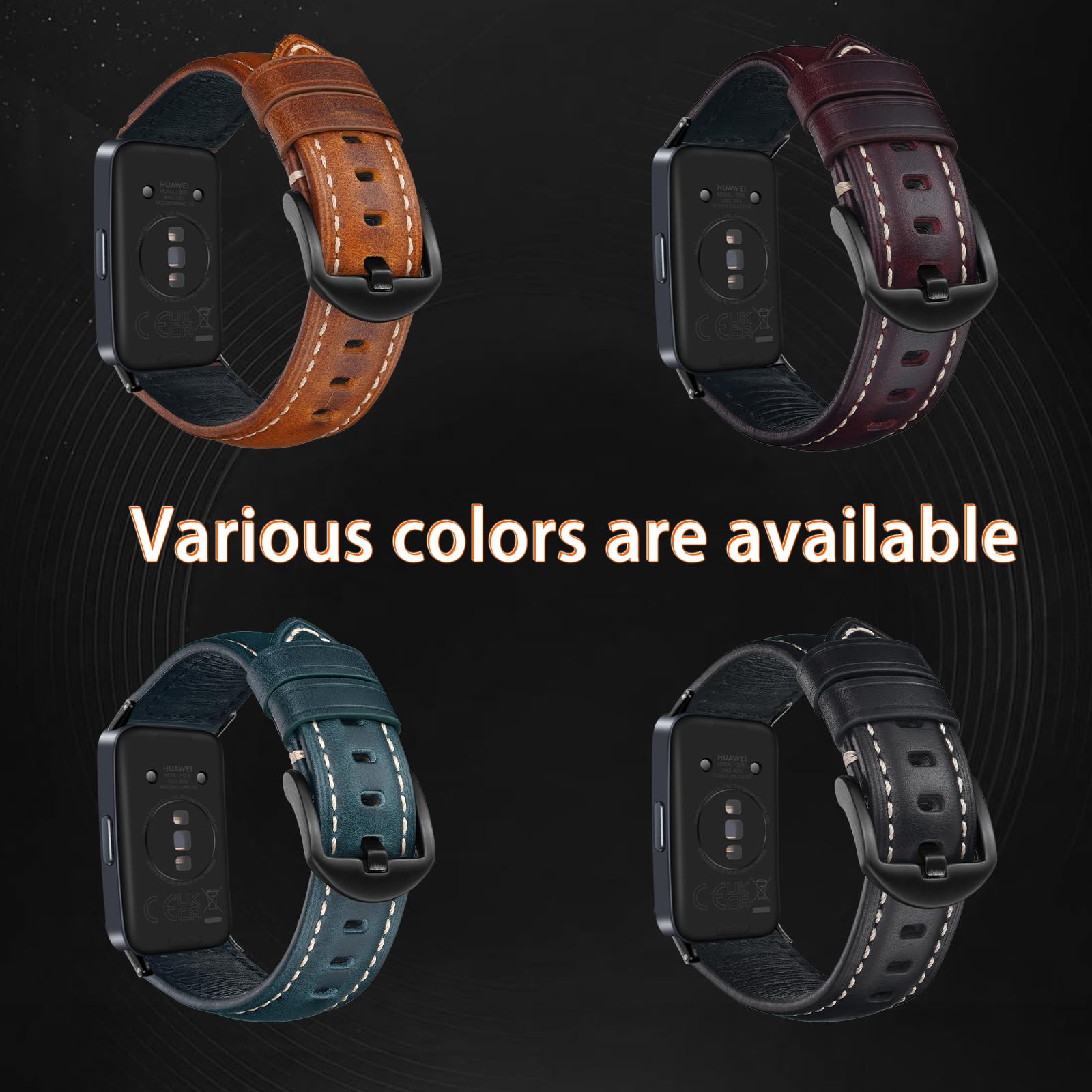 Leder Armband Für Huawei Band 10/9/8 – Verstellbarer Ersatzarmband Aus Leder, Mehrere Farben