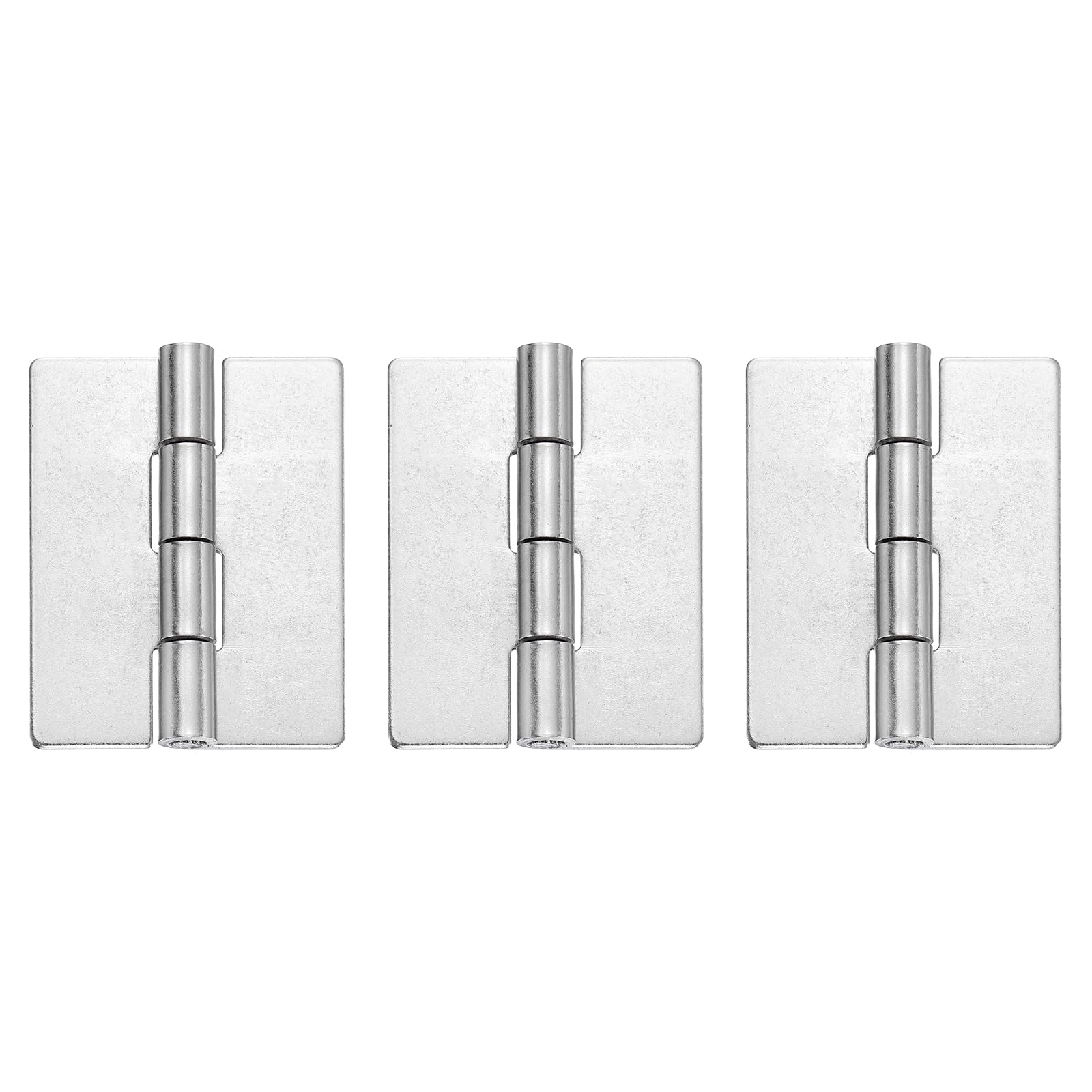 sourcing map 3 Pack Heavy Duty Weldable Hinges, 2.5" x 1.97" x 0.08" Weld on Butt Hinge 304 Stainless Steel Folding Metal Gate Hinges for Trailer Doors, Silver