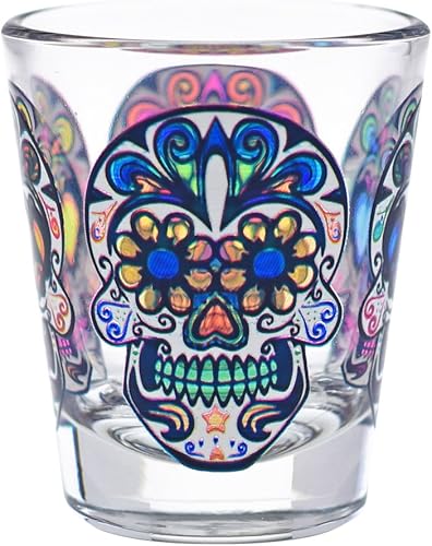 Miniatura 3 de Culver Azúcar Calaveras decoradas vasos de chupito 175-ounce Conjunto de 4