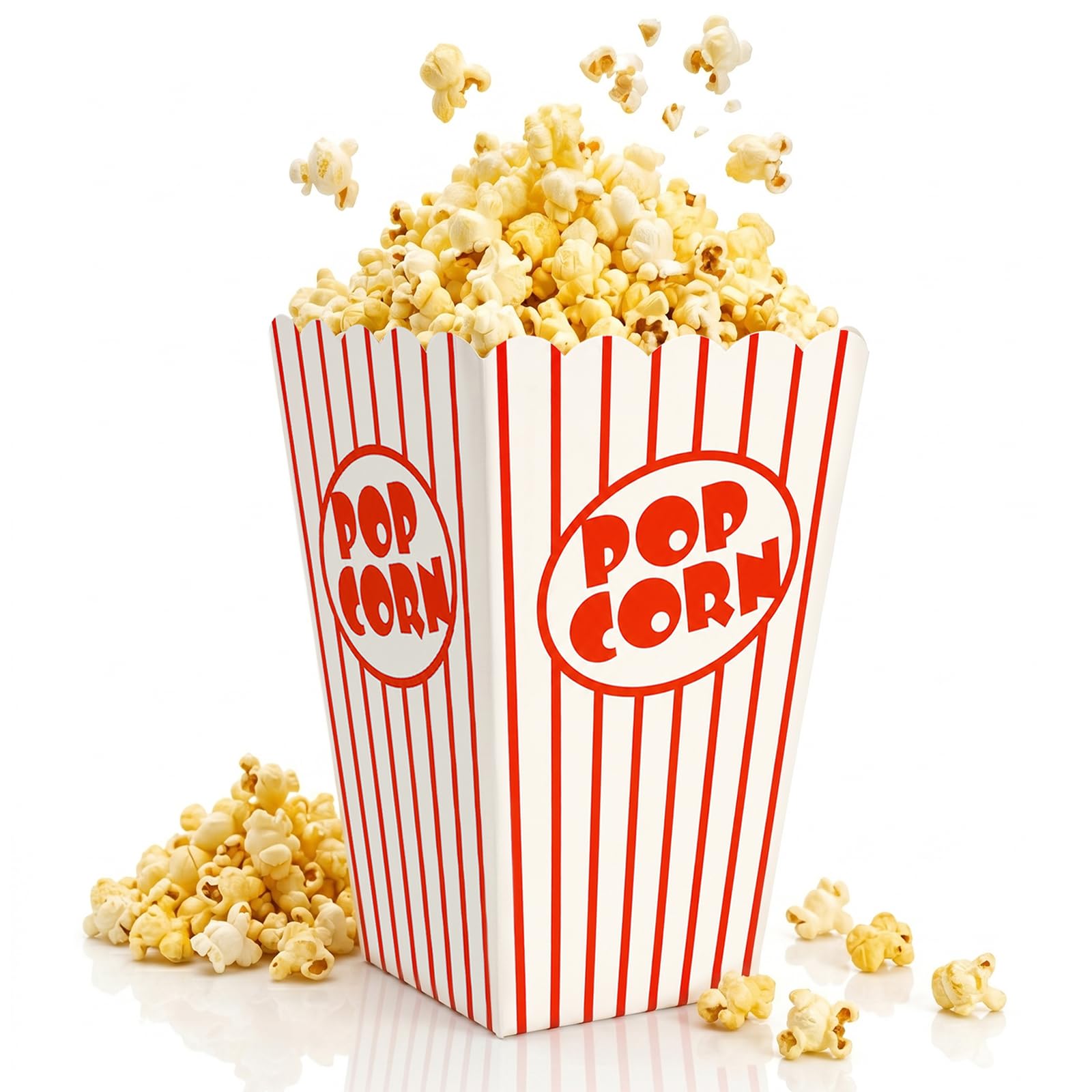 Tebery 100 cajas de palomitas de maíz de papel con apertura superior, rayas rojas y blancas, ideales para cine, carnavales y fiestas