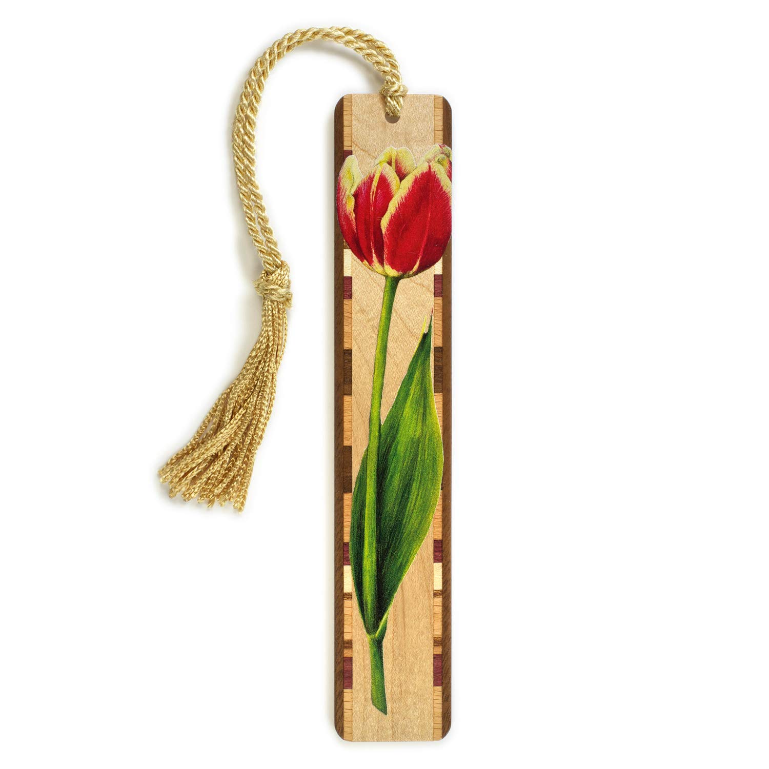 Mitercraft Tulip - Art by Christi Sobel on Solid Wooden Bookmark with Tassel - Personalized Version Also Available - Search B071VMM6CY